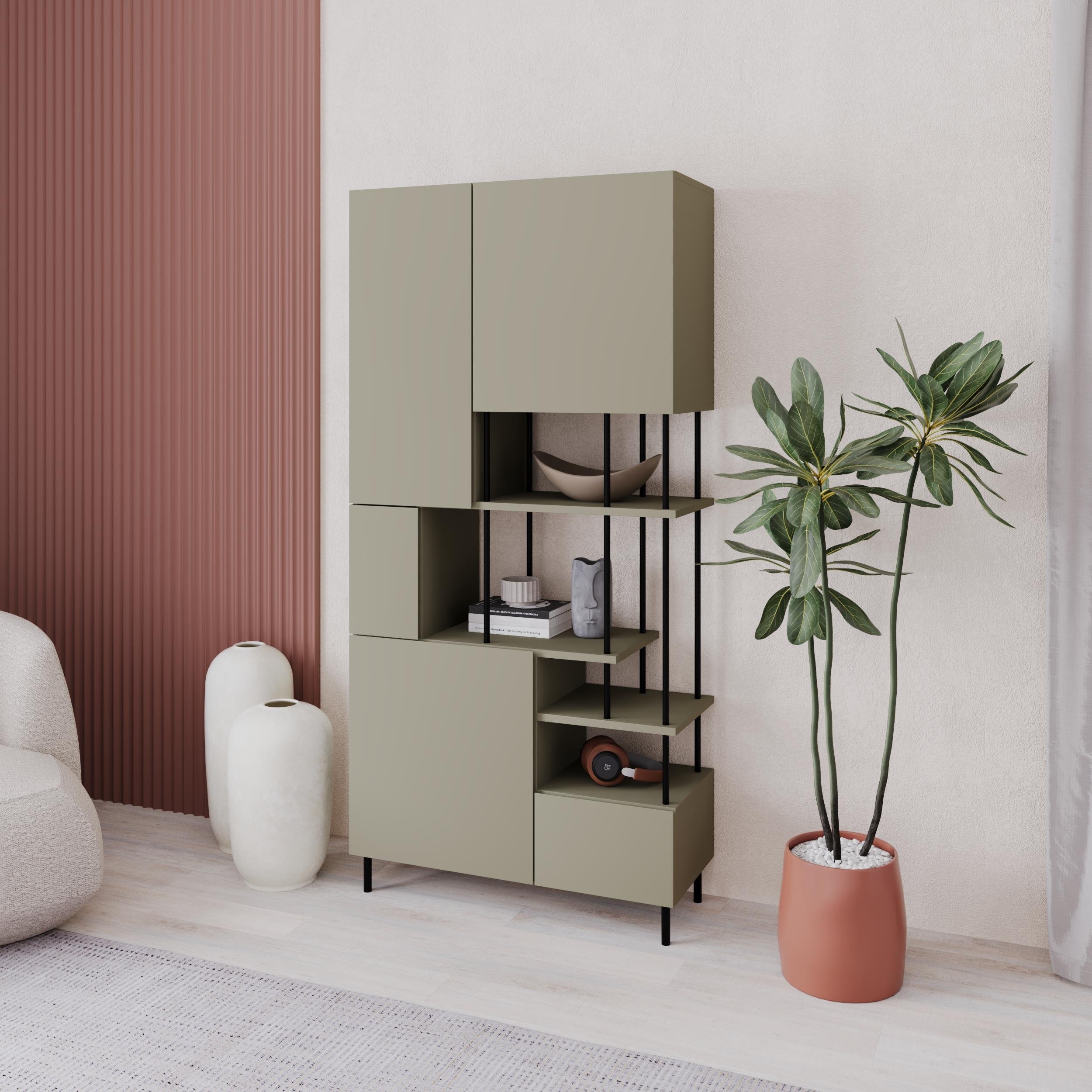 Decortie Key Particleboard Shelving Unit - Sage Green