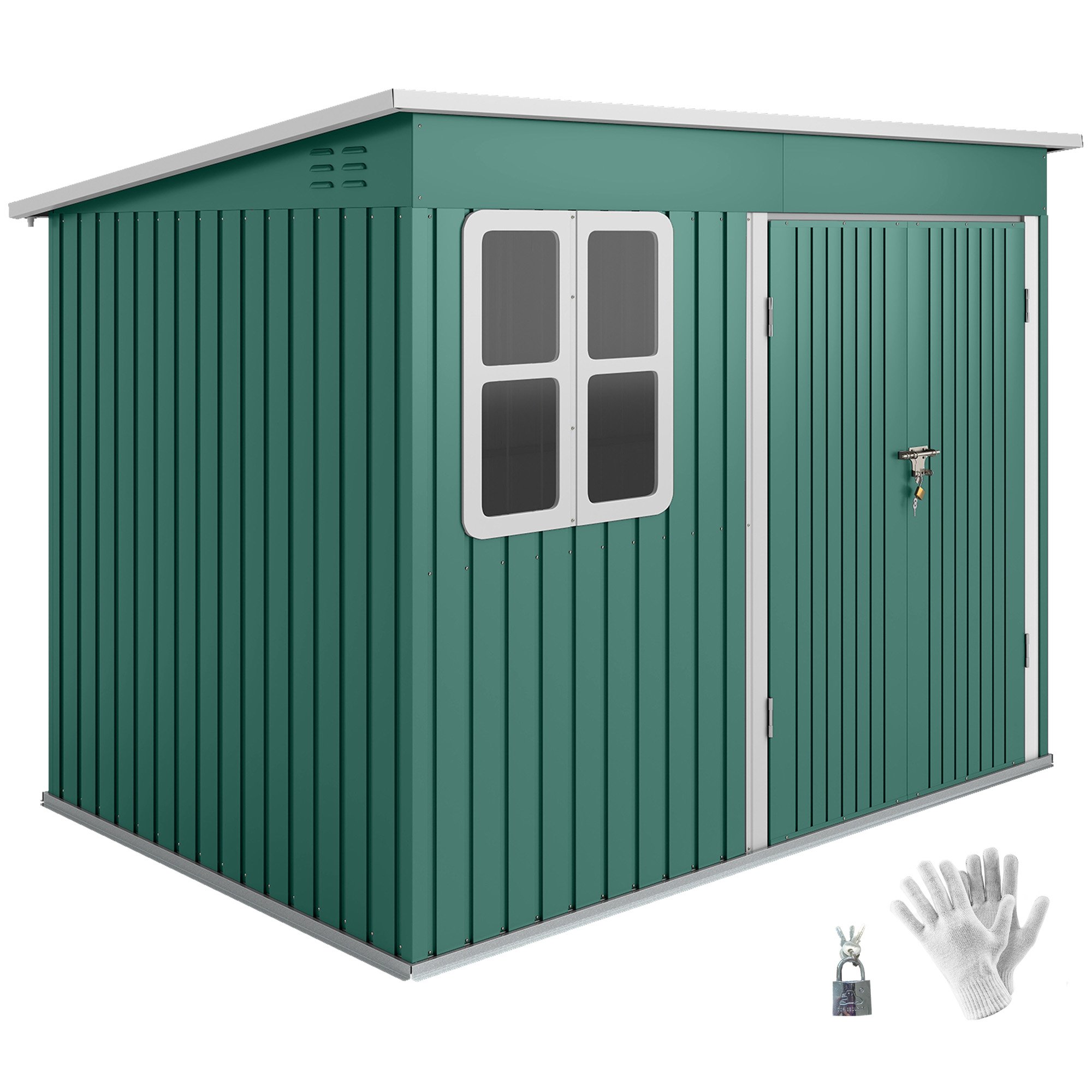 Outsunny Galvanised Steel Garden Shed with Foundation Kit - Green
