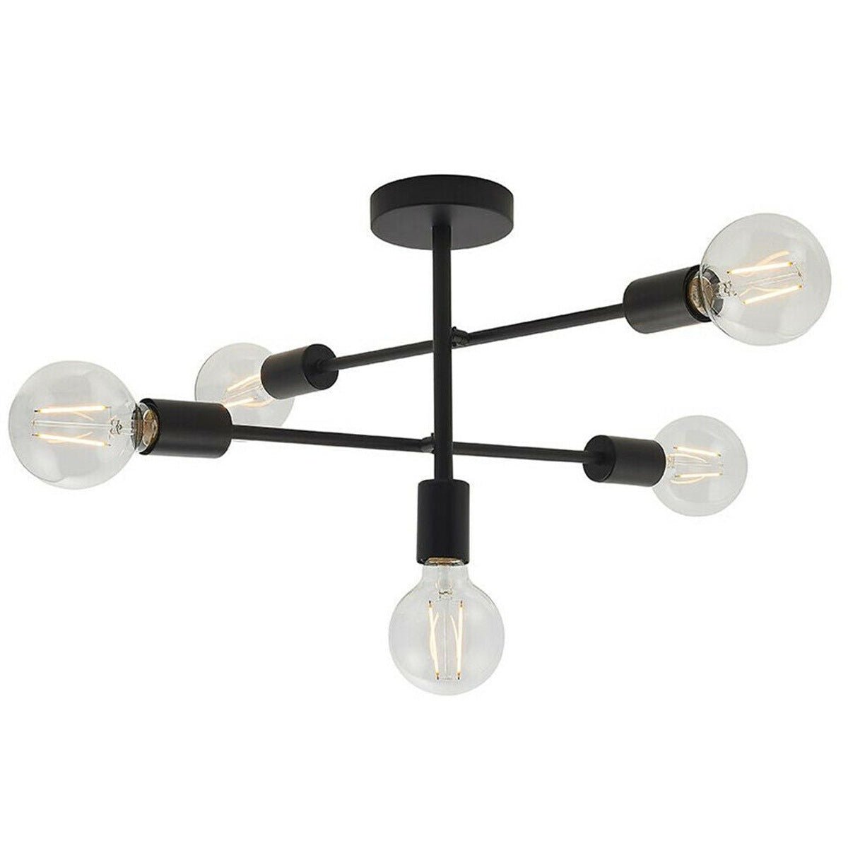 Loops Direct 53cm Diameter Steel Semi-Flush Ceiling Lamp - Matt Black