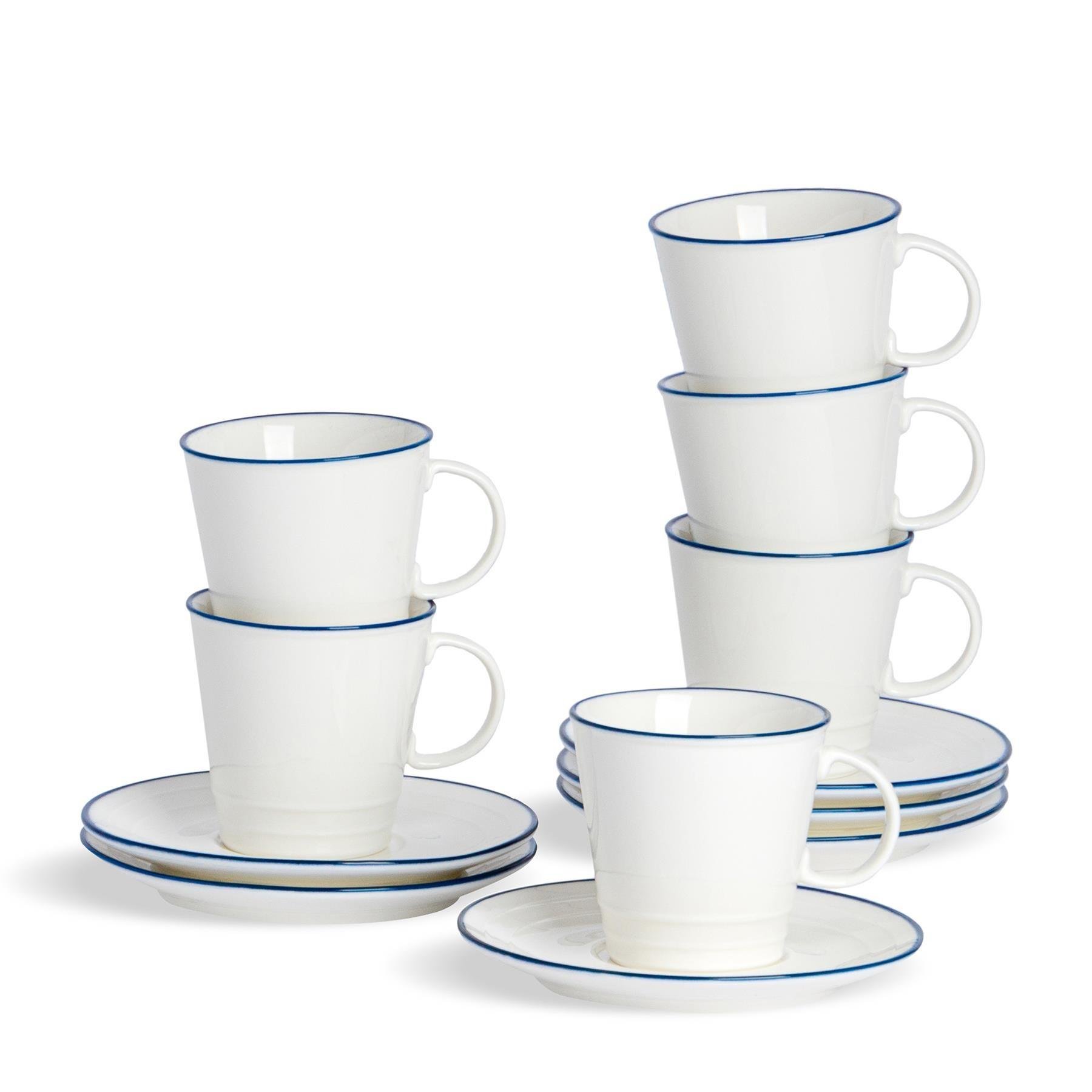 Nicola Spring 12 Piece White Farmhouse Espresso Cup & Saucer Set