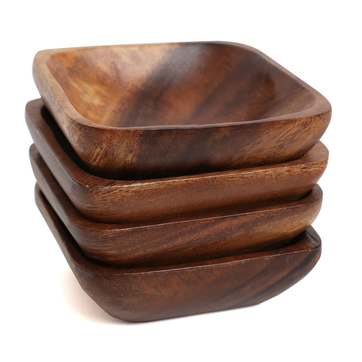 Orsina Kora Acacia Wood Set Of 4 Small Bowls - Brown