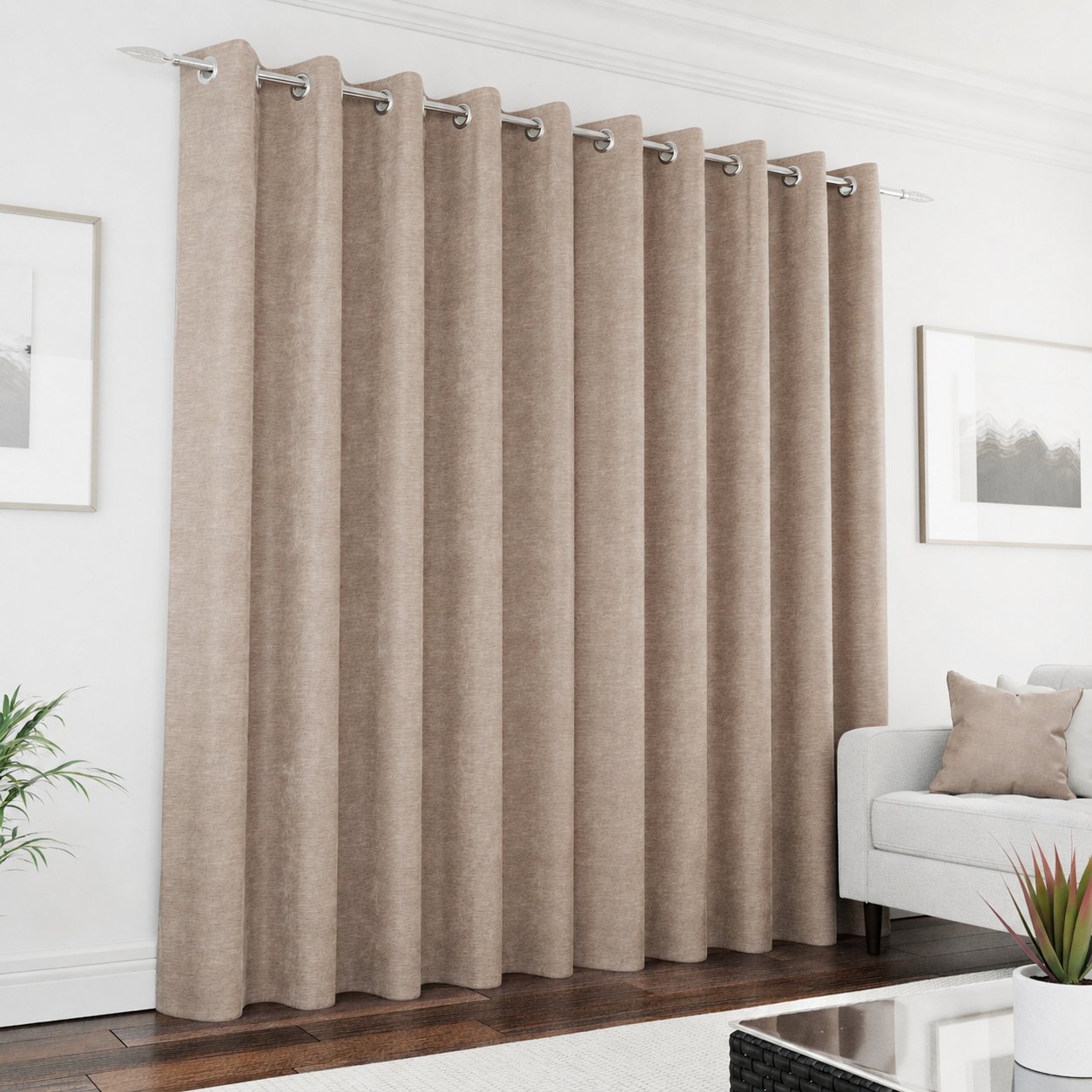 Enhanced Living Mayfair Chenille Blackout Curtains - 168 x 229cm - Sand