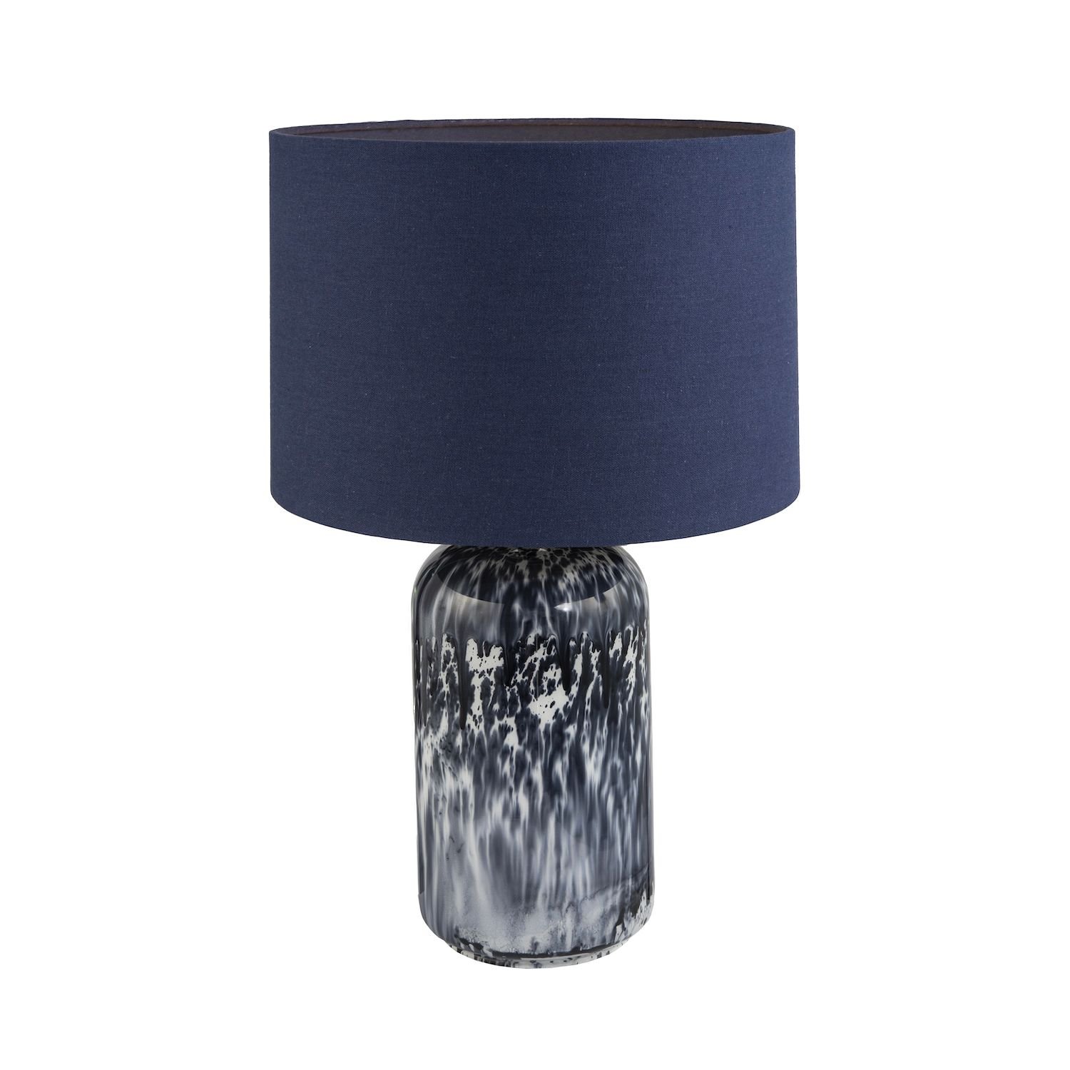 Happy Homewares Navy Blue and Smoked Grey Marble Snowflake Table Lamp - 30cm