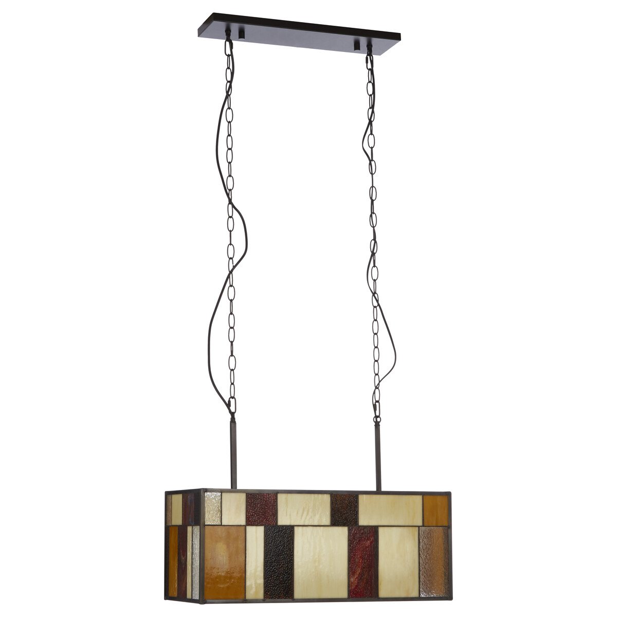 Orsina Waldorf Deco Rectangular Pendant Light - Brown And Cream