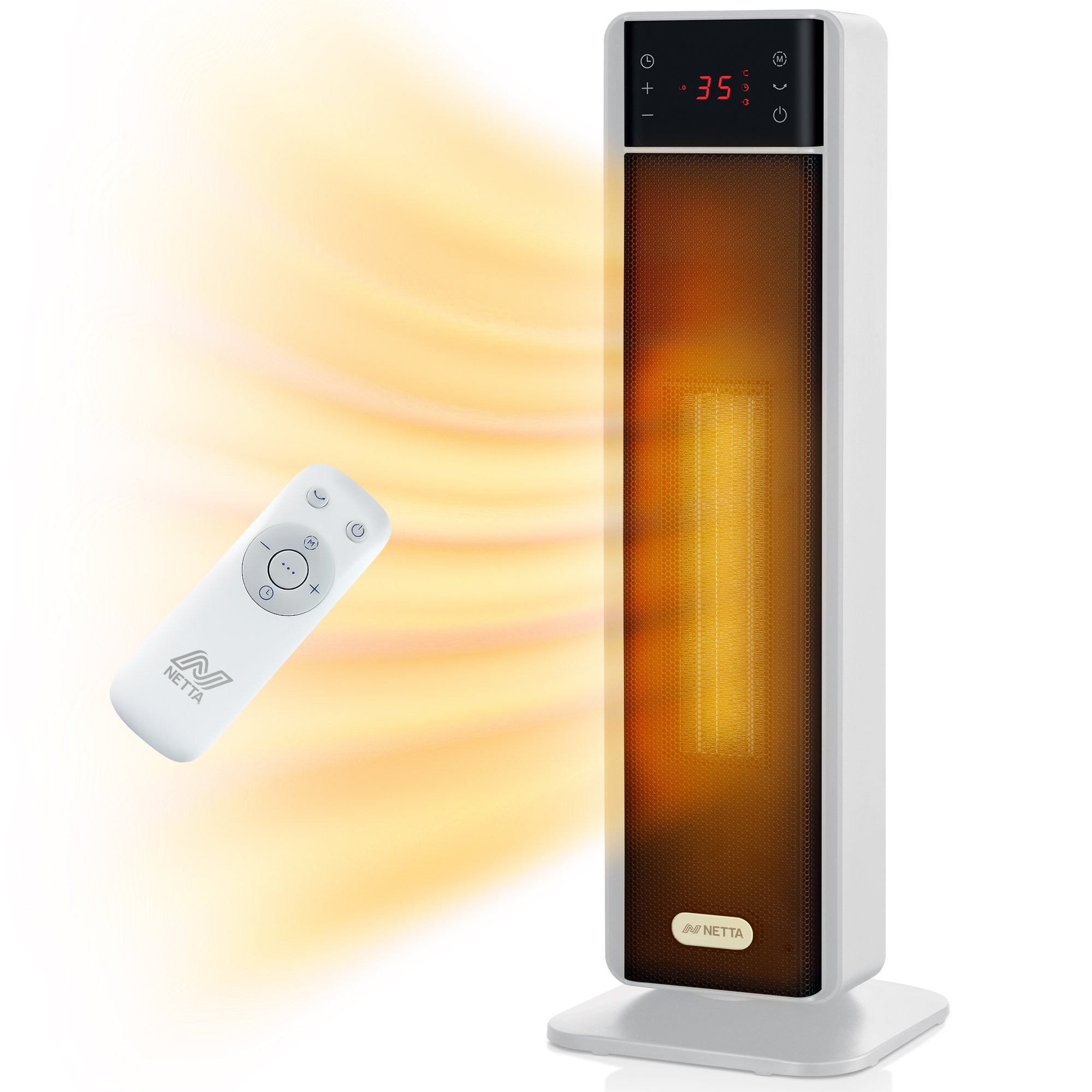 NETTA 2000W Ceramic Tower Heater with Remote Control - White