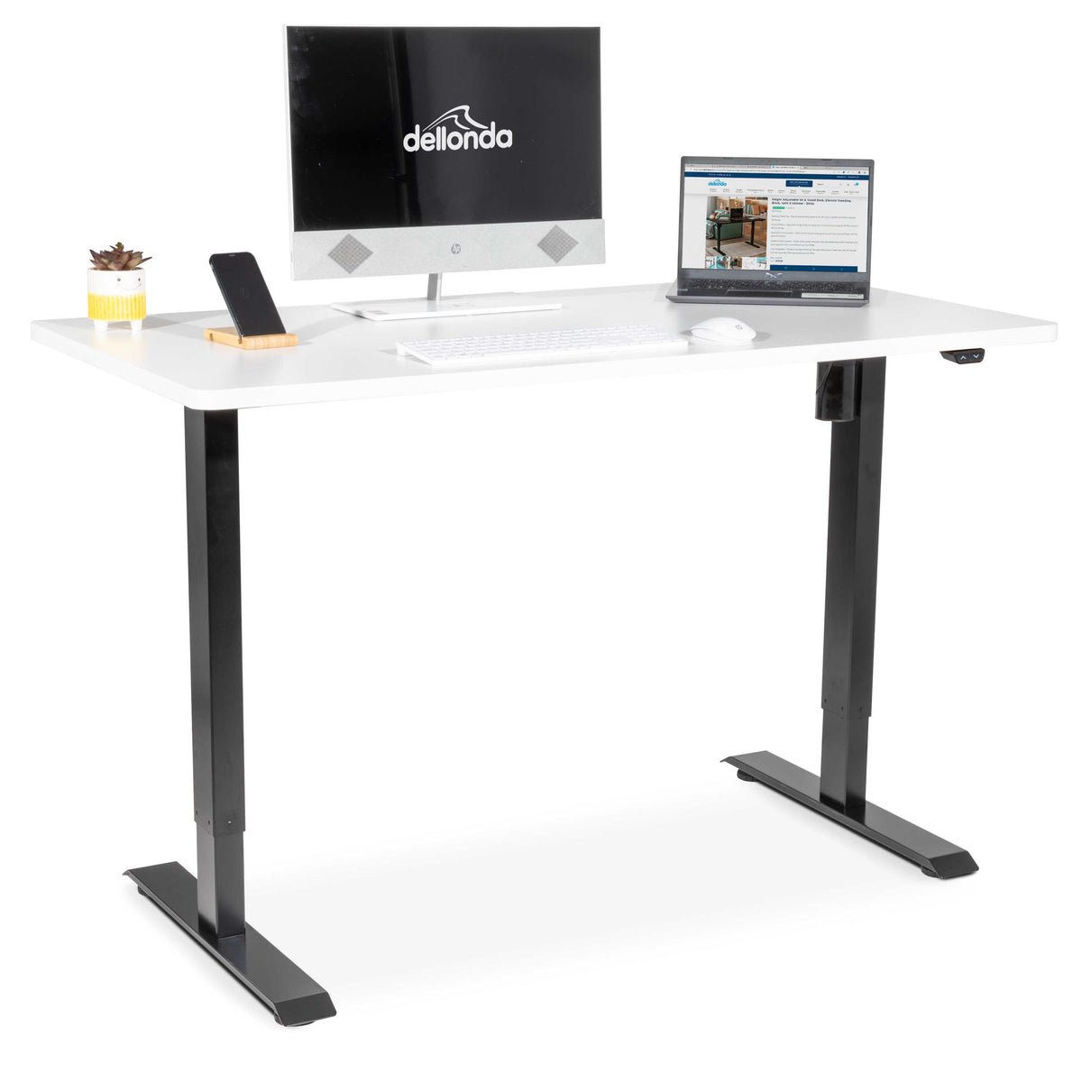 Dellonda Single Motor Adjustable-Height Sit/Stand Desk - White