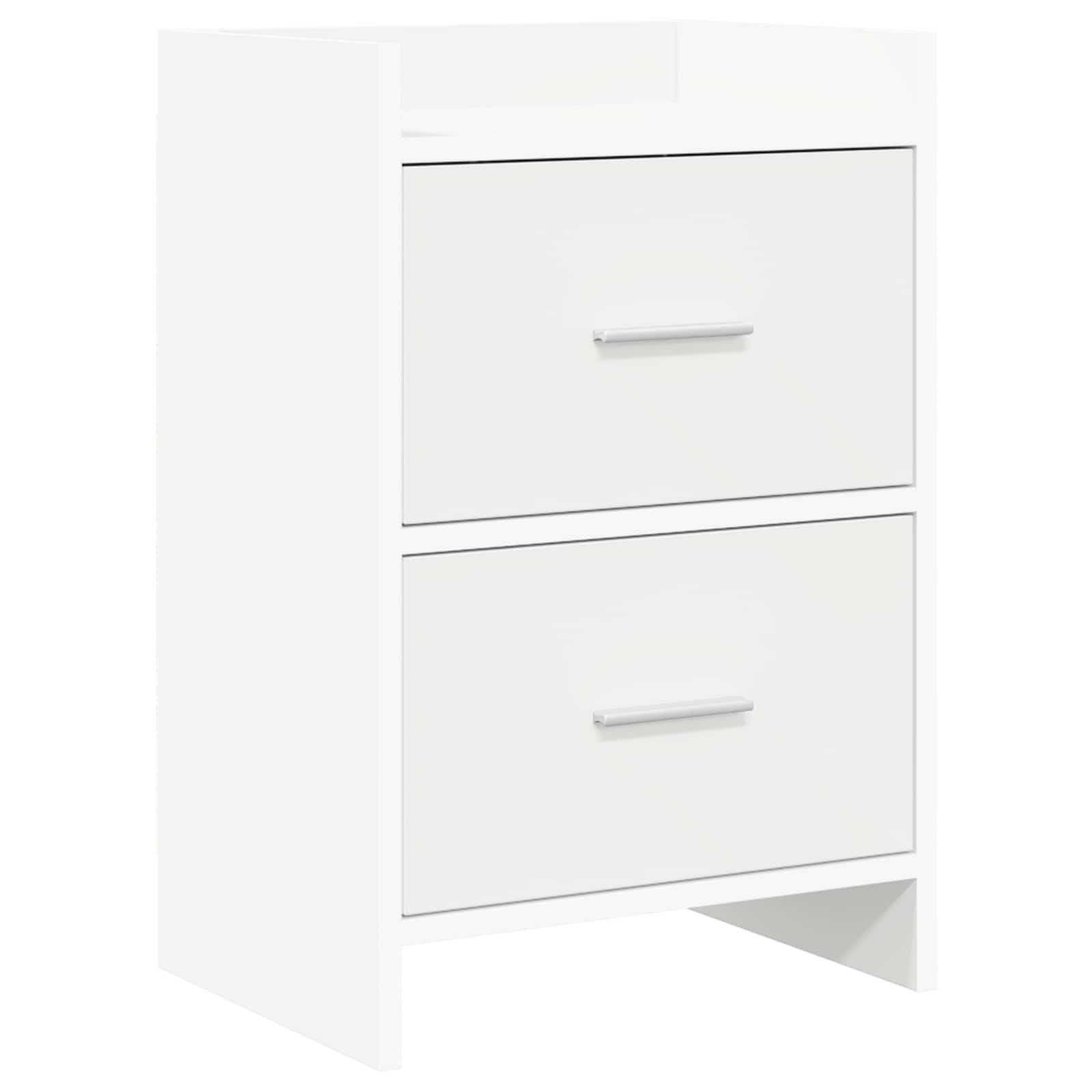 Walplus 2 Drawer Engineered Wood Bedside Table - White - 40 x 30 x 60 cm