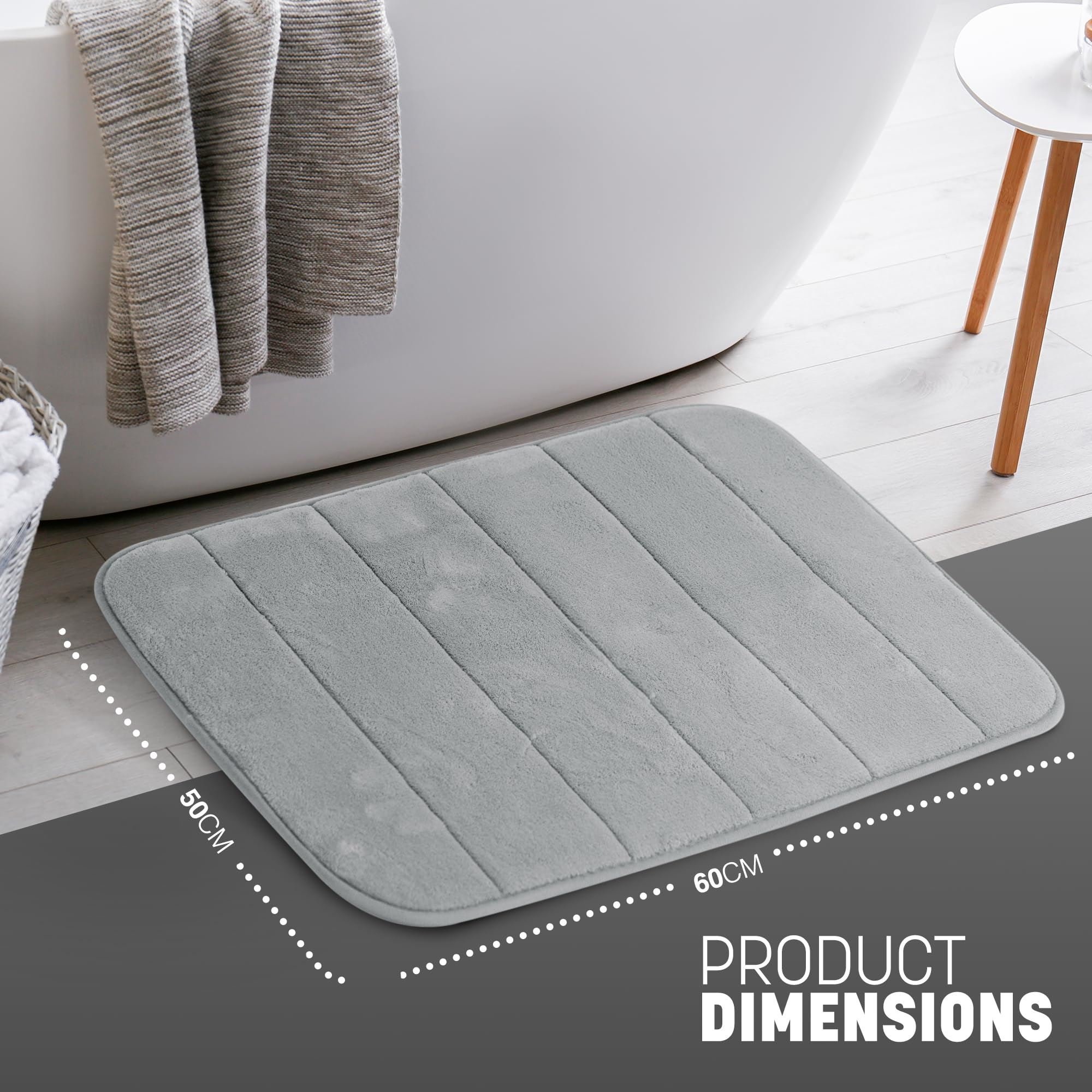 Keplin Memory Foam Non-Slip Bath Mat 50 x 60cm - Light Grey