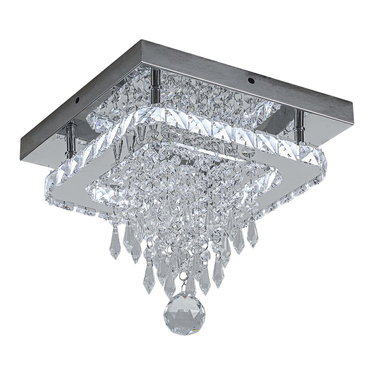 Living and Home Crystal Droplet Ceiling Light - Chrome