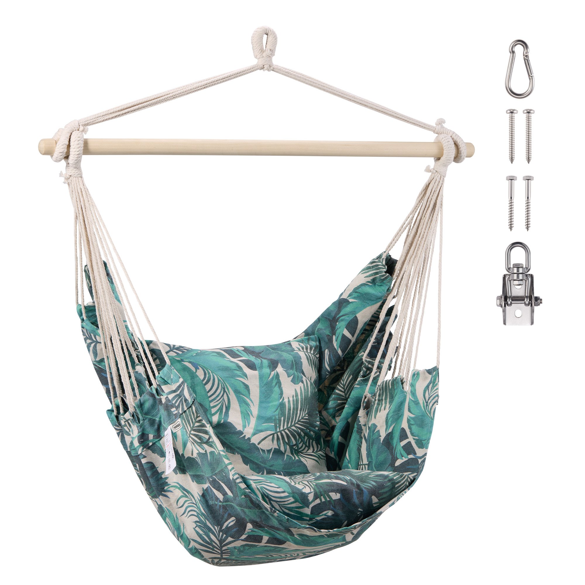 Vonhaus Seville Outdoor Hanging Chair with Attachments - Green