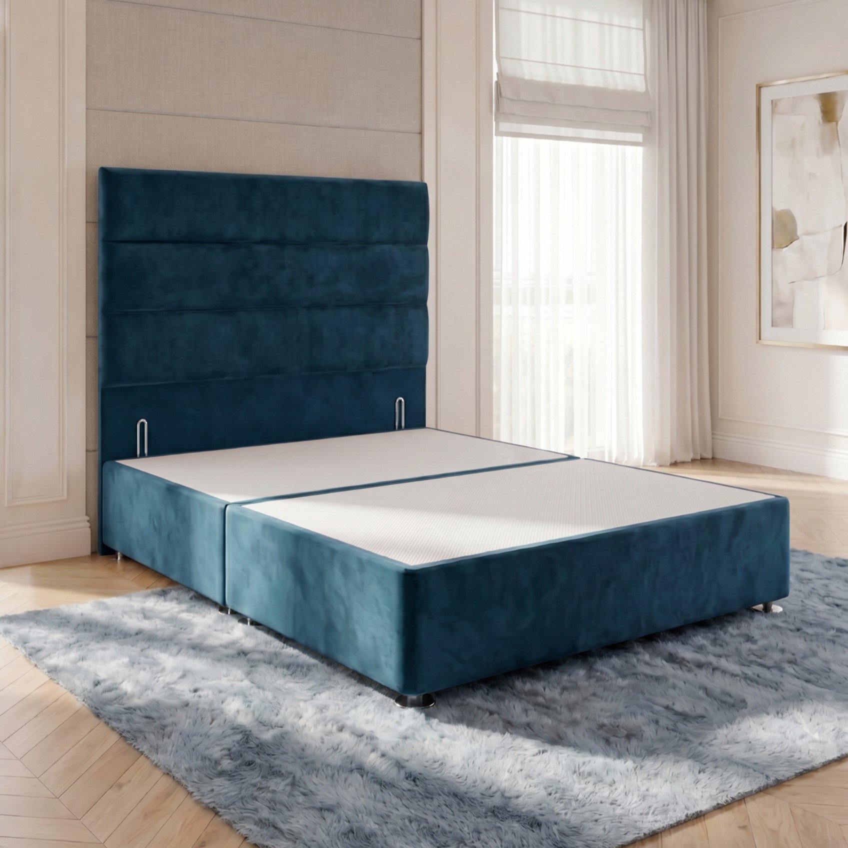 Somnior Regent Velvet Small Double Divan Bed 54" Headboard - Navy