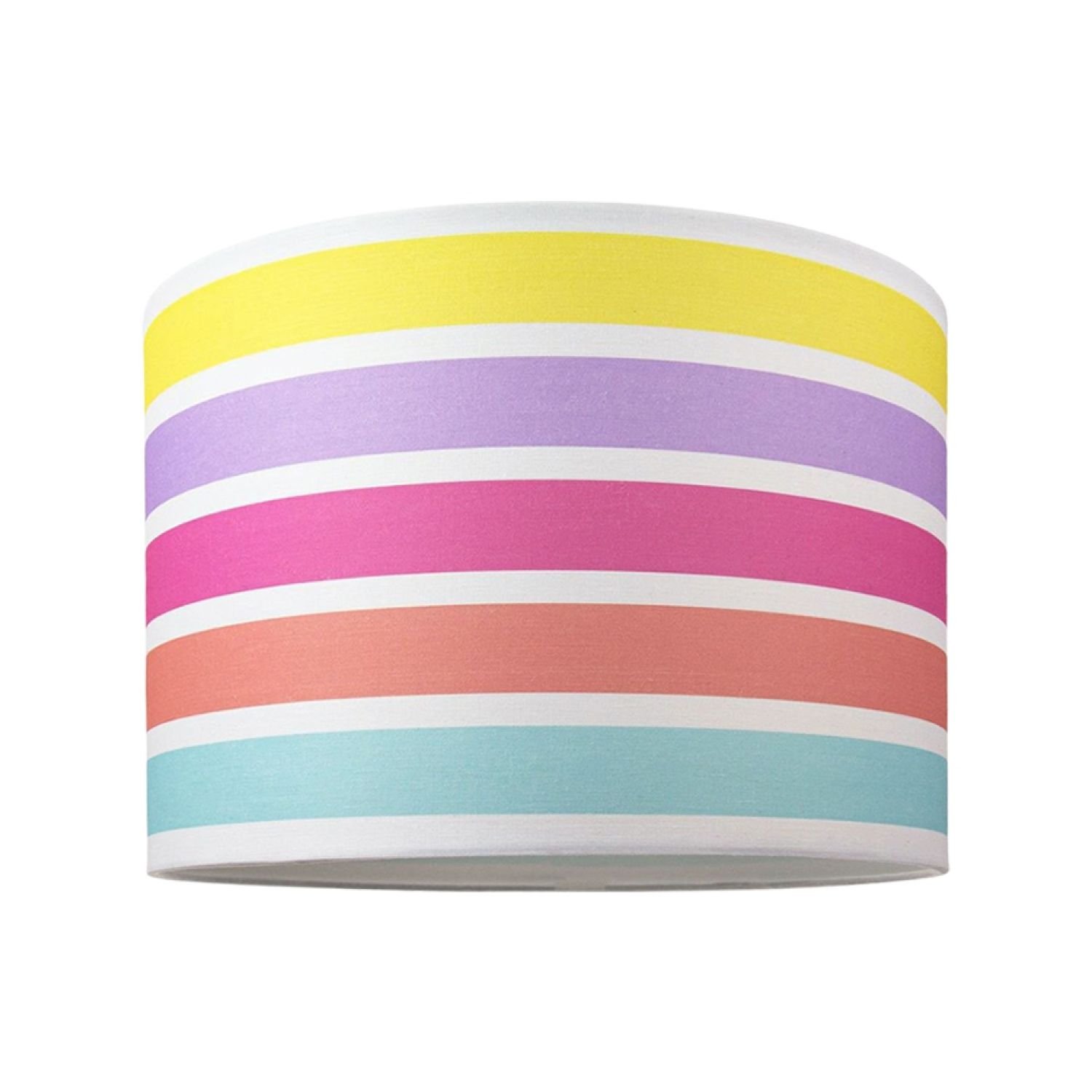 Happy Homewares Multi Coloured Rainbow Stripe Cotton Fabric Lampshade - 30cm