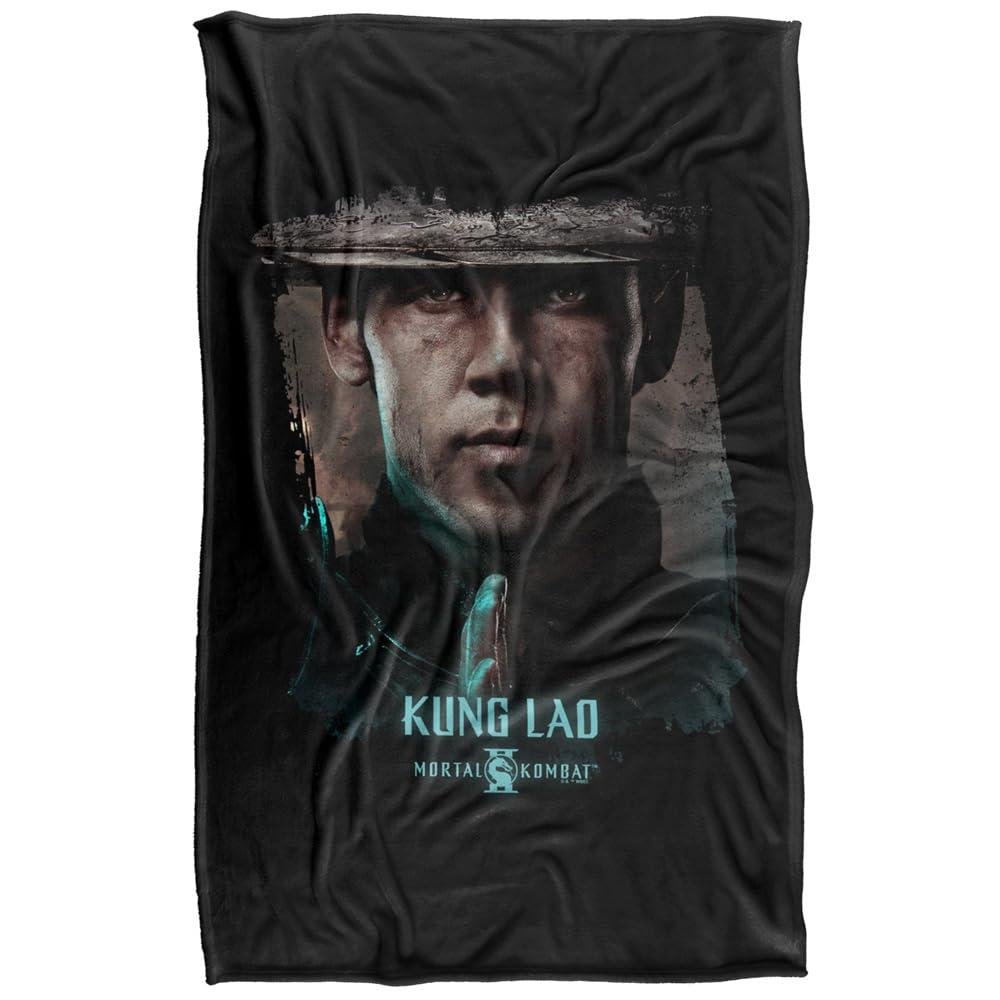 Mortal Kombat 2 Kung Lao Portrait Soft Touch Black Blanket - 147cm x 91cm