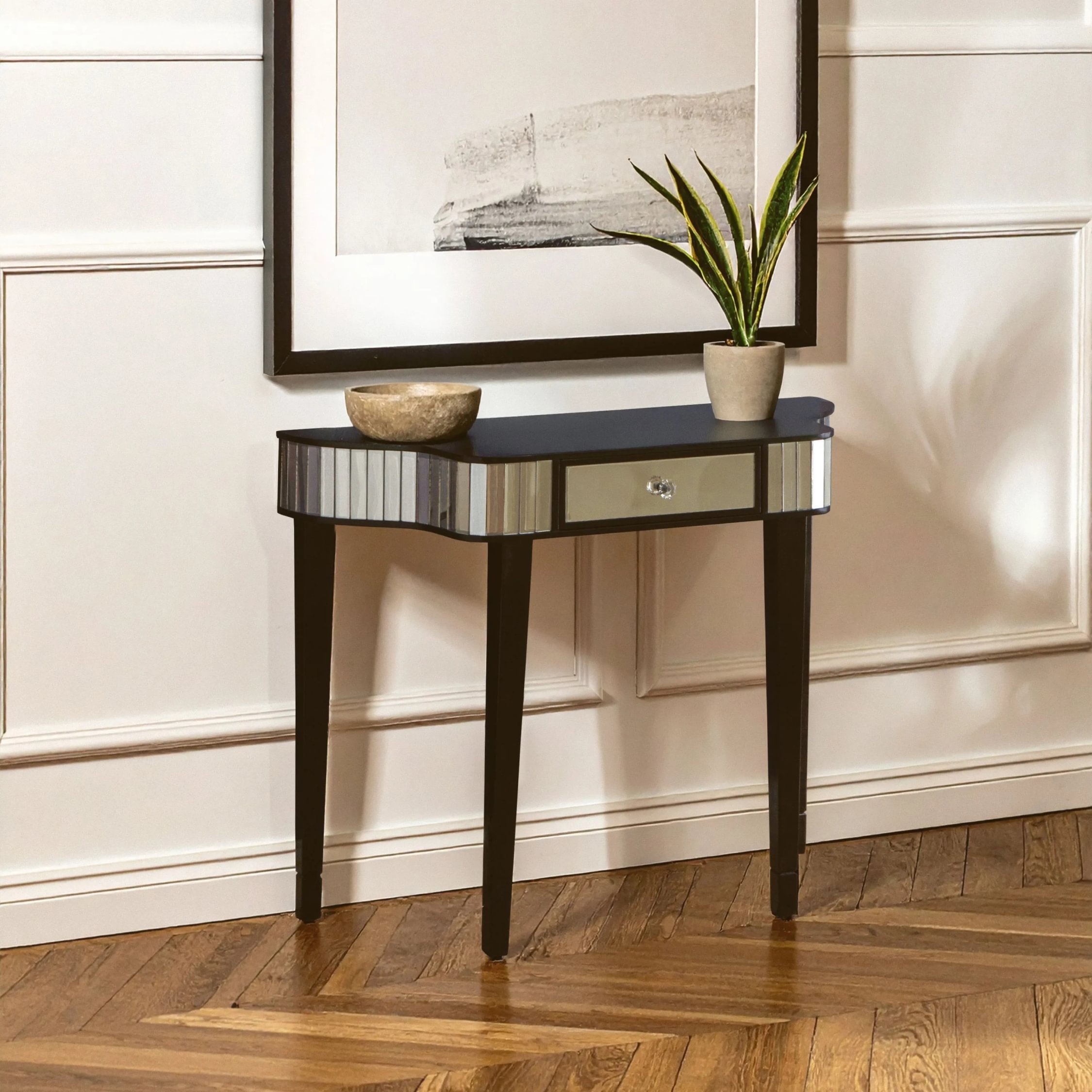 Orsina Clavier Mirror Console Table – Black