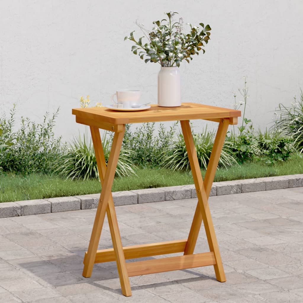 Walplus Solid Acacia Wood Folding Garden Table - Brown - 50 x 36 x 60 cm
