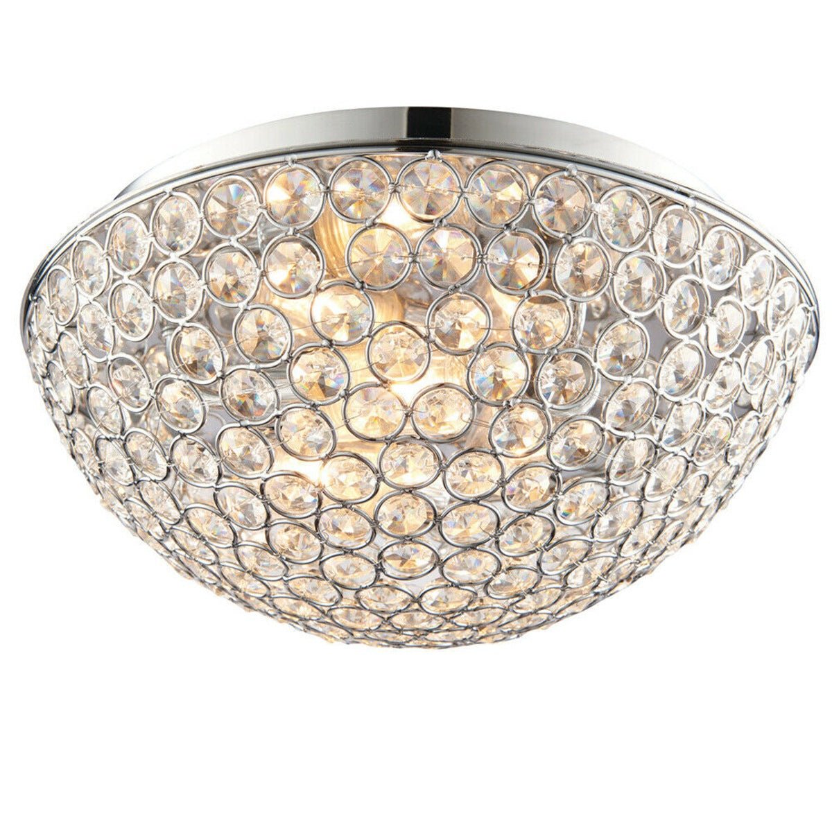 Loops Direct Steel Crystal LED Flush Ceiling Light - Chrome