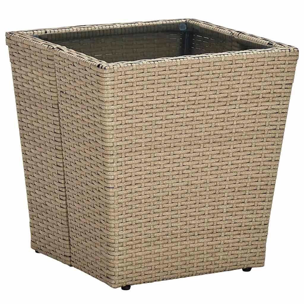 Walplus PE Rattan Tea Table - Beige - 41.5 x 41.5 x 44 cm