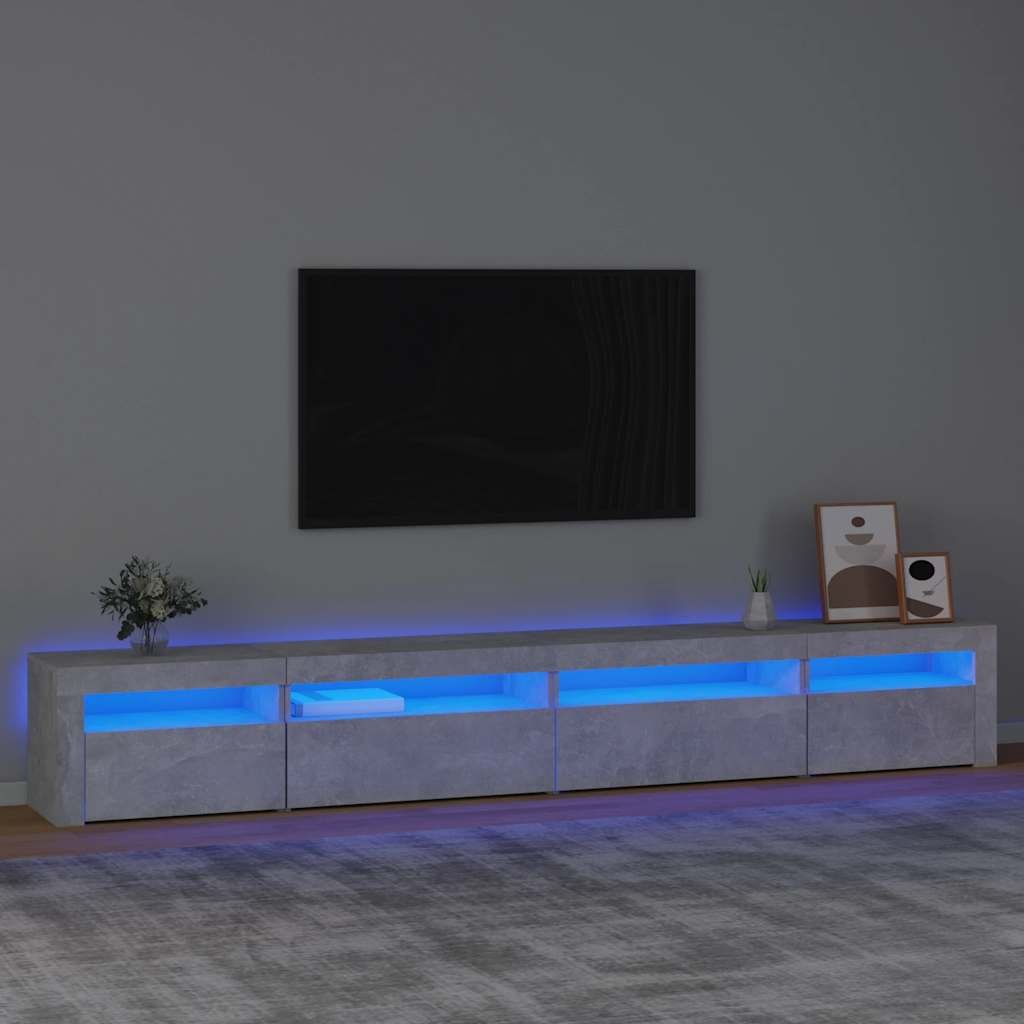 Walplus Engineered Wood RGB LED TV Cabinet - Concrete Grey - 270 x 35 x 40 cm