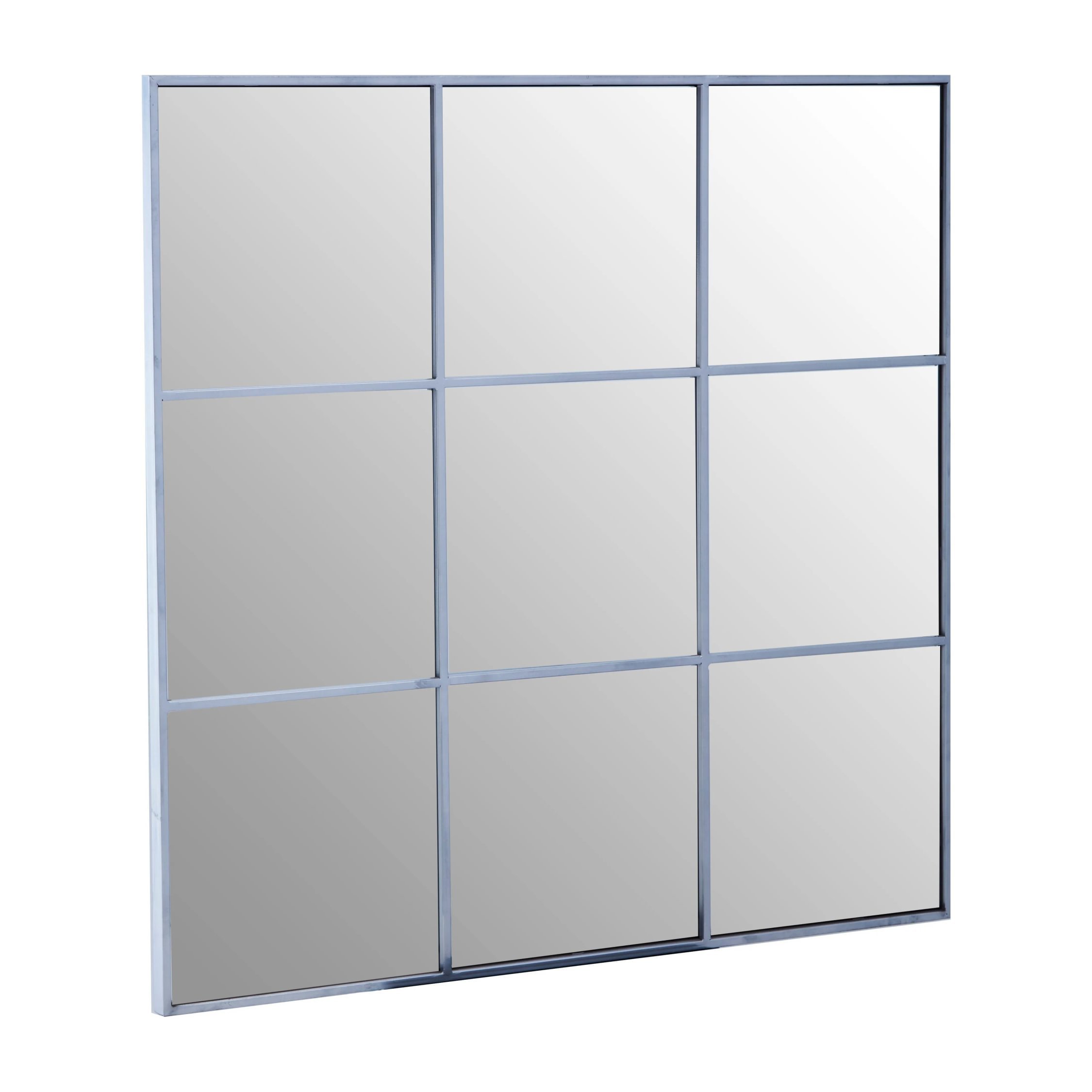 Orsina Oriel Grid Wall Mirror with Finish Frame – Silver