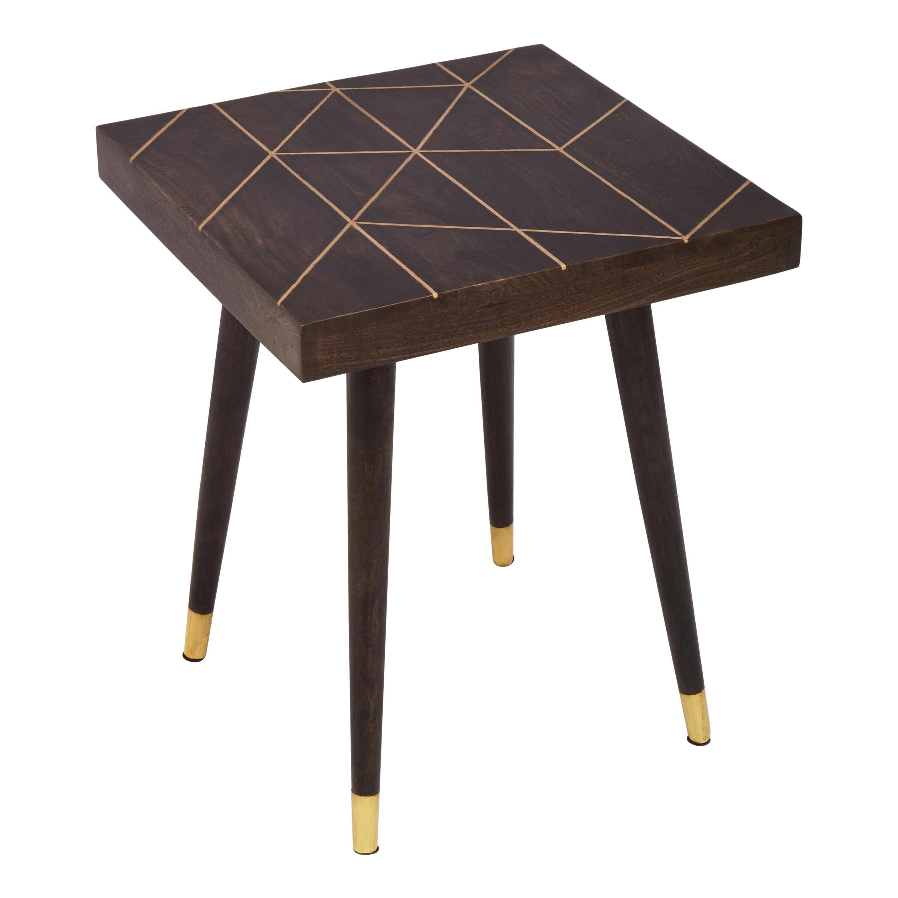 Orsina Naro Mango Wood Side Table – Dark Brown & Gold