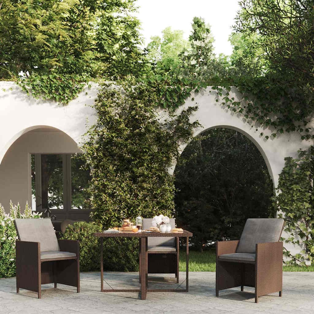 Walplus Poly Rattan Garden Table - Brown - 109 x 107 x 74 cm