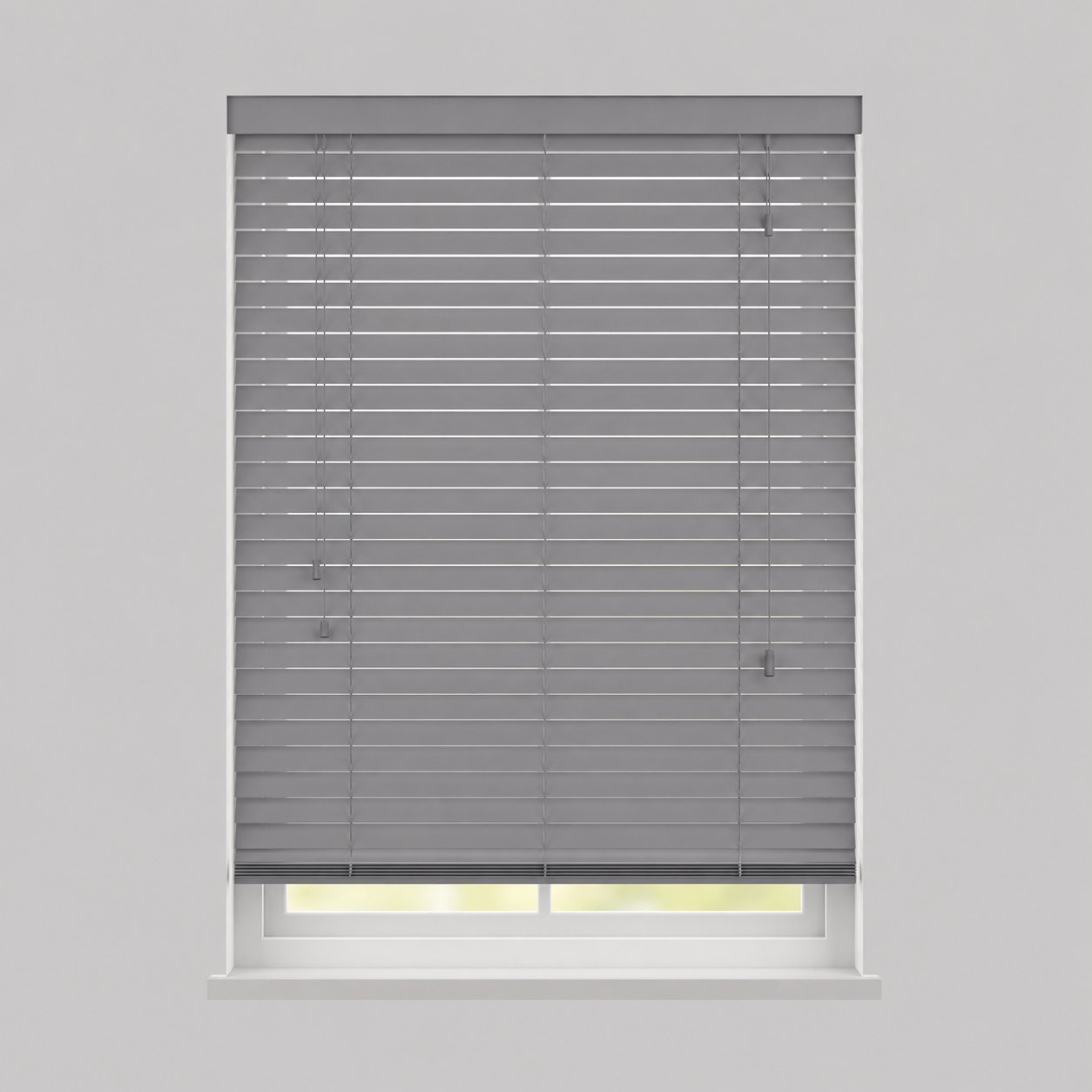 New Edge Blinds Light Grey Real Wood String Venetian Blind - 45cm x 120cm
