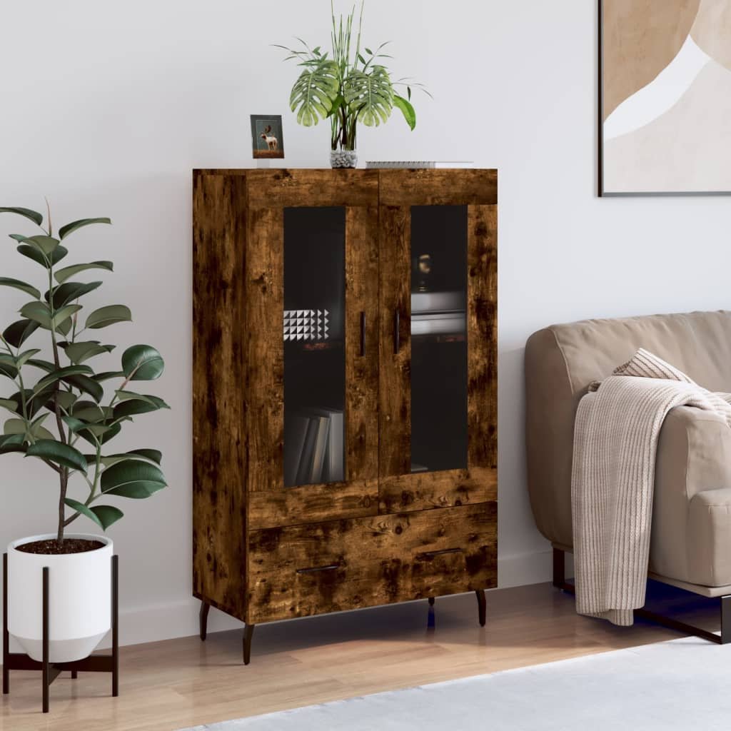Walplus Engineered Wood Highboard - Dark Oak - 69.5 x 31 x 115 cm