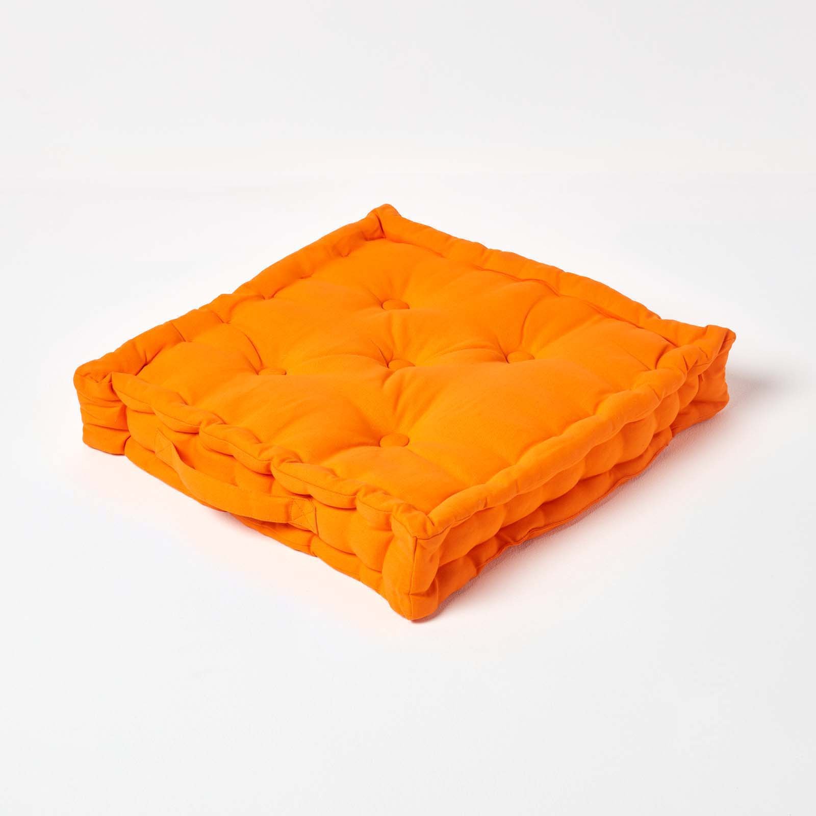 Homescapes Cotton Floor Cushion - 40 x 40 cm - Orange