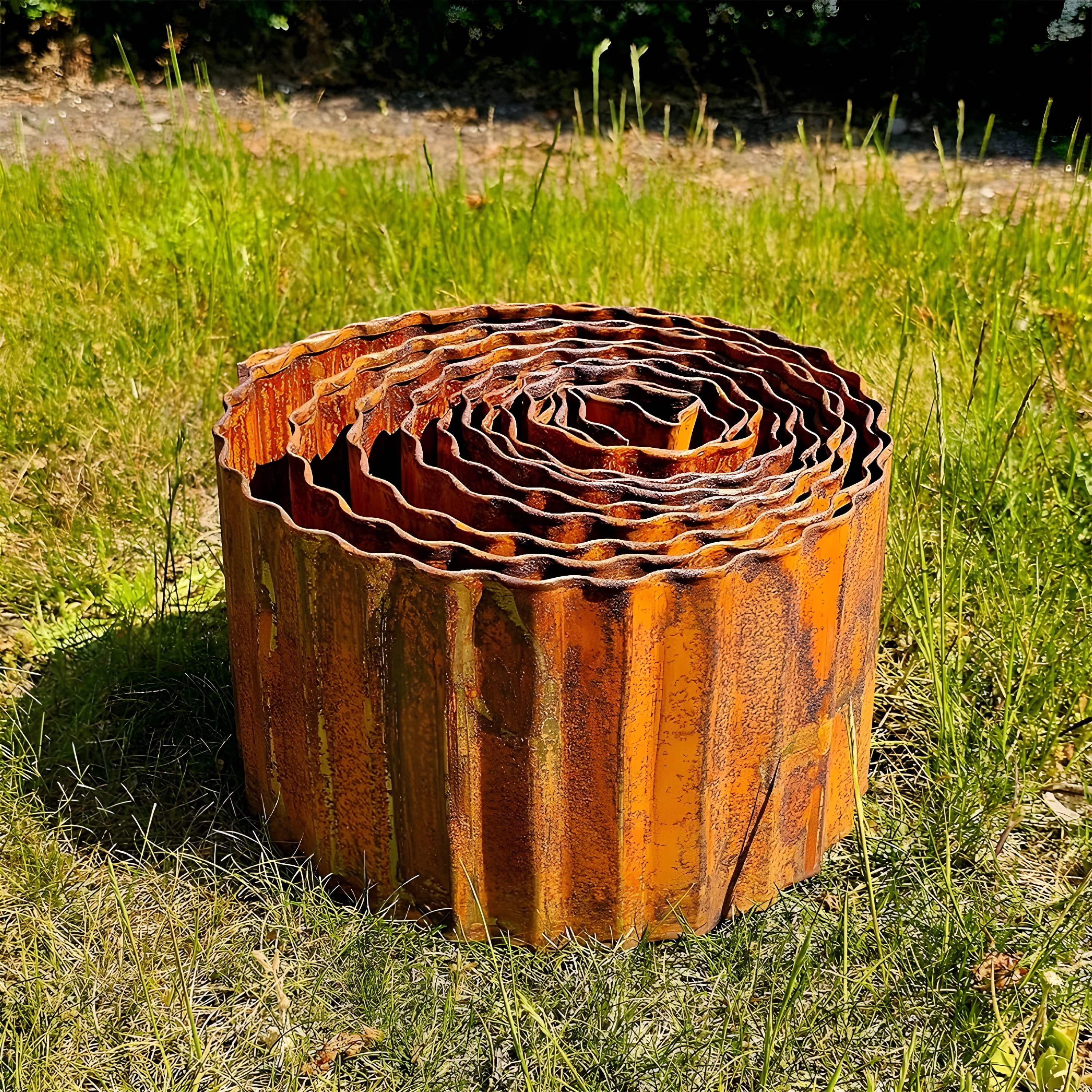 Primrose Galvanised Steel Lawn Edging Roll Wavy Border Edge Rust Effect - 5m