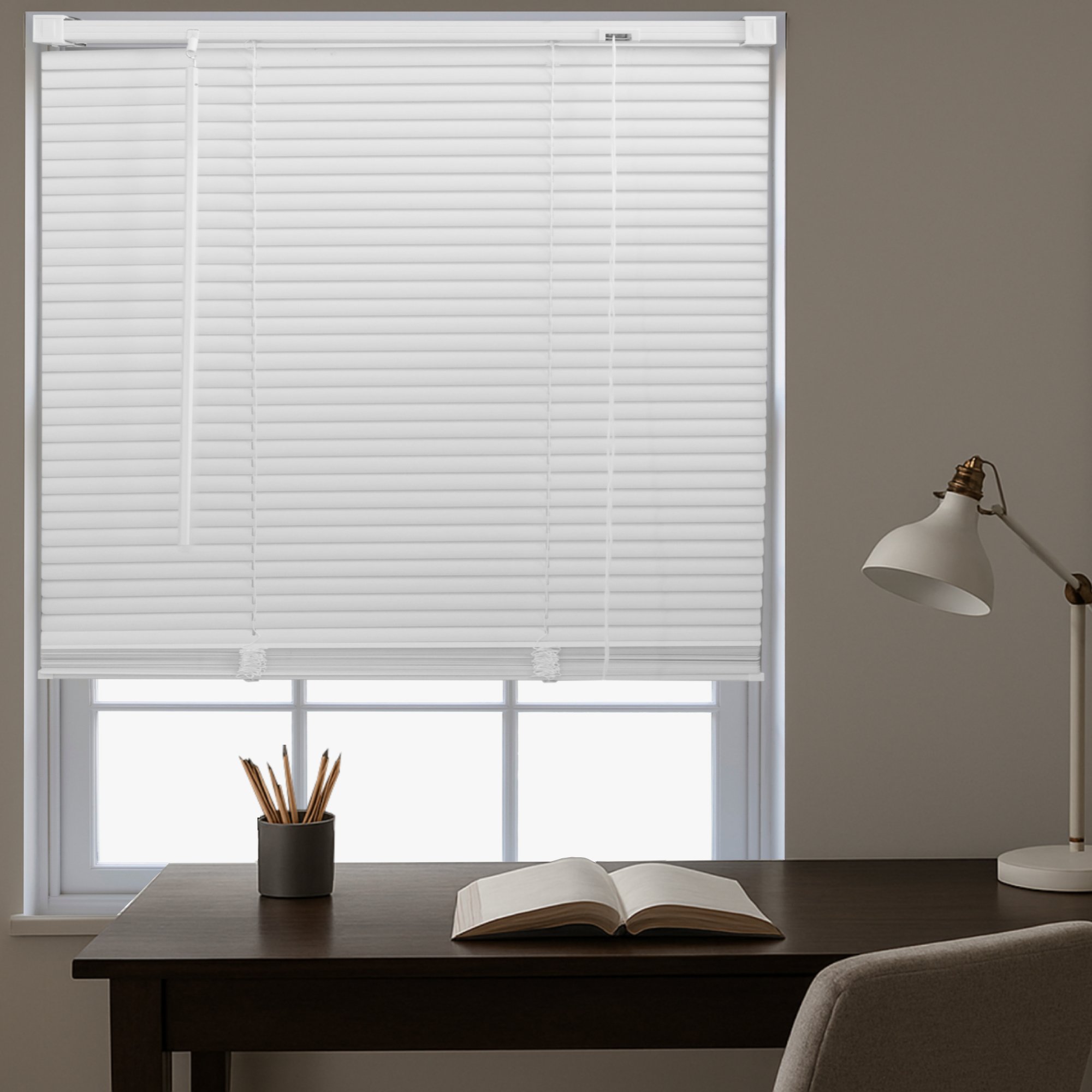 Furnished White PVC Venetian Blind - 45 x 150cm