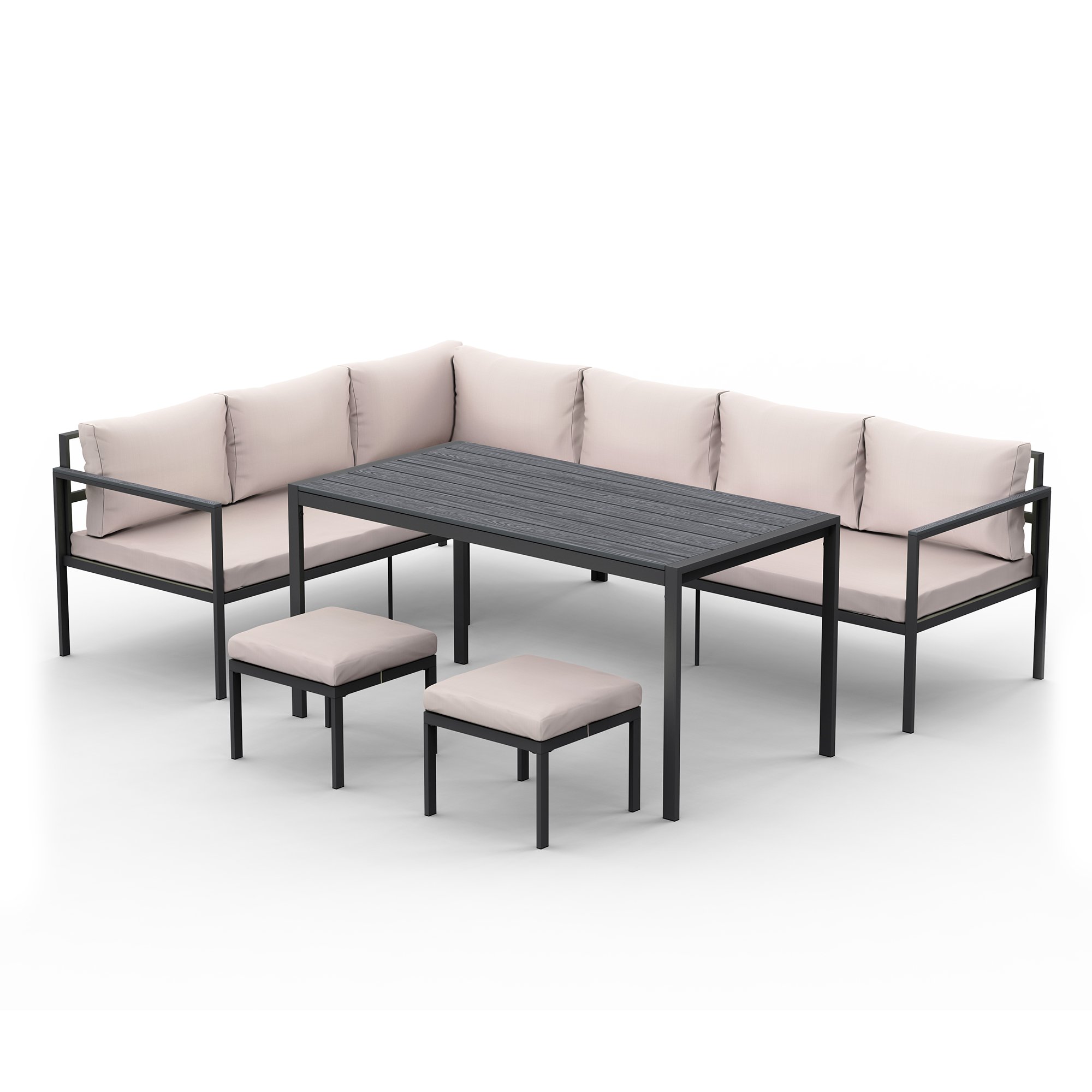 Vonhaus Aruba 7 Seater Garden Dining Furniture Set - Grey