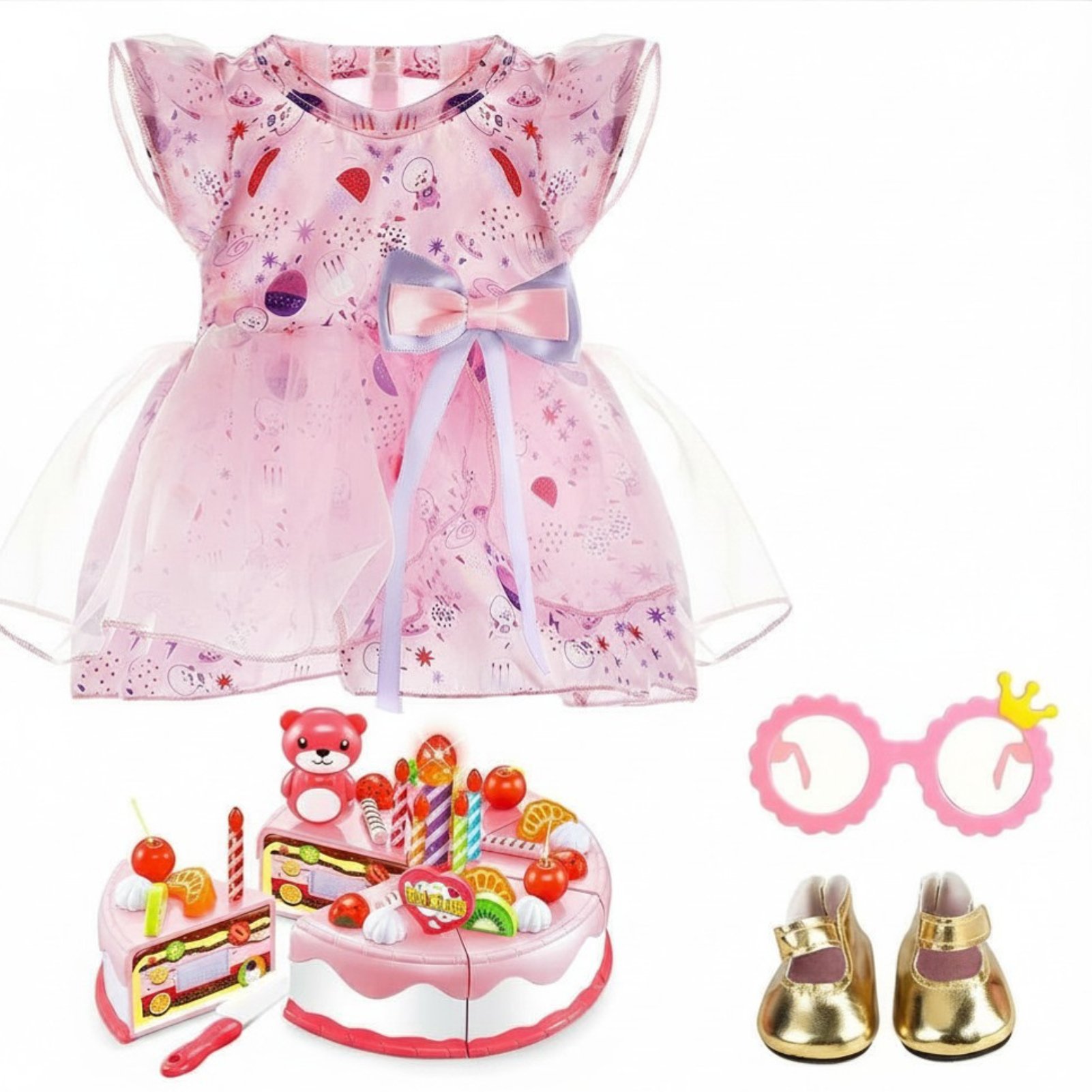 deAO Doll Outfit And Play Cake With 32 Pcs - Pink