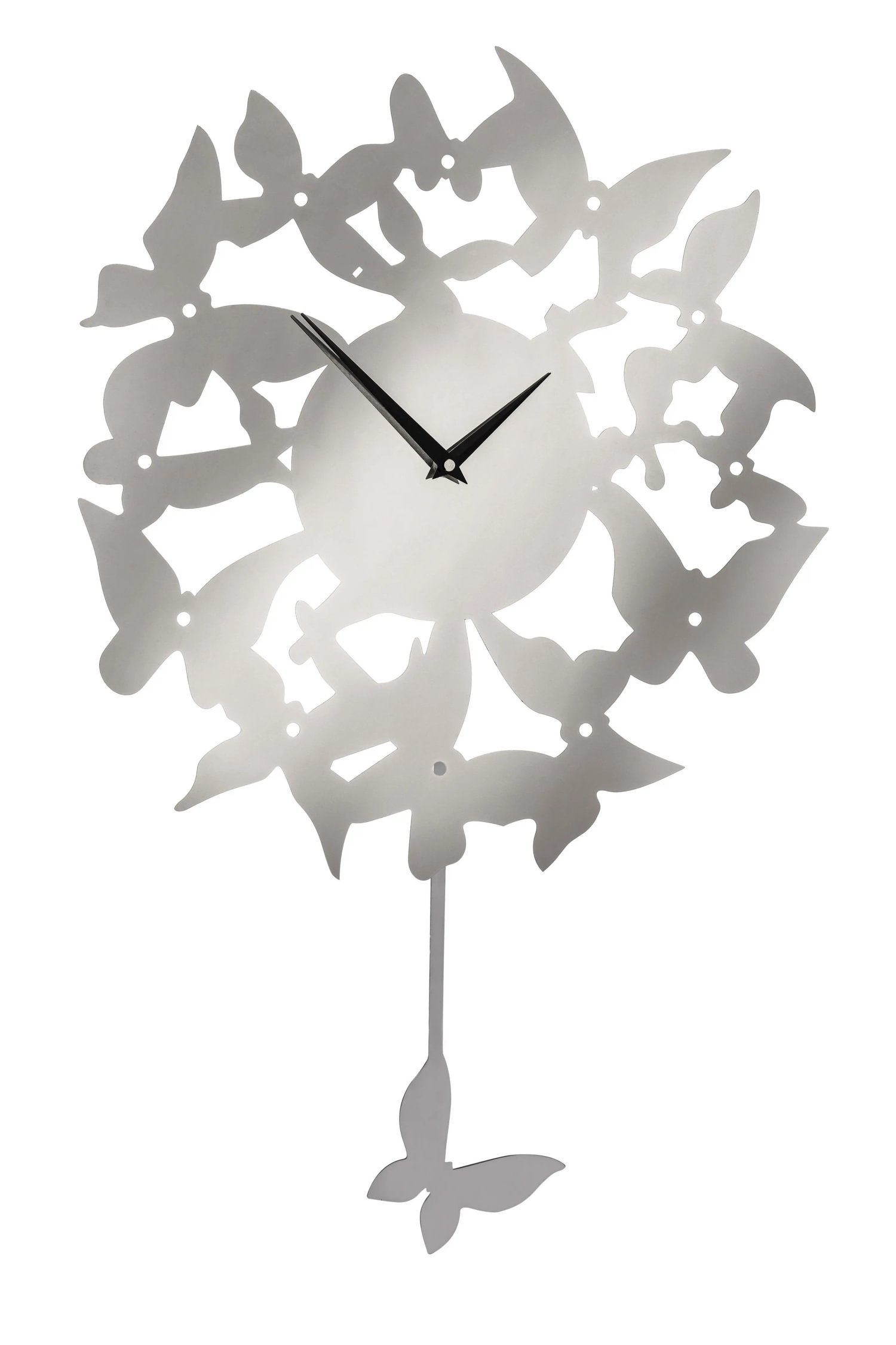 Orsina Kiki Butterflies Stainless Steel Wall Clock - Silver
