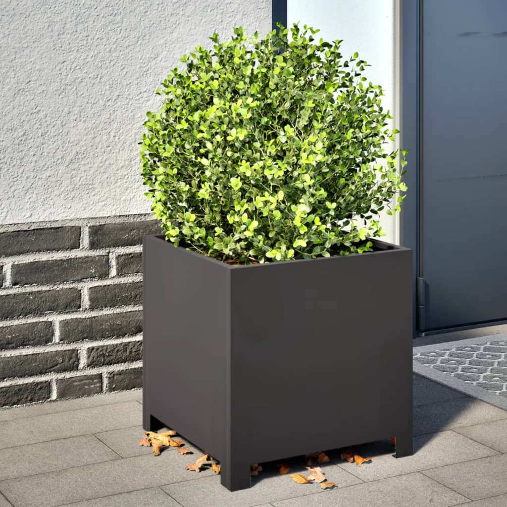 Walplus Pack of 2 Steel Garden Planter - Black - 40 x 40 x 40 cm