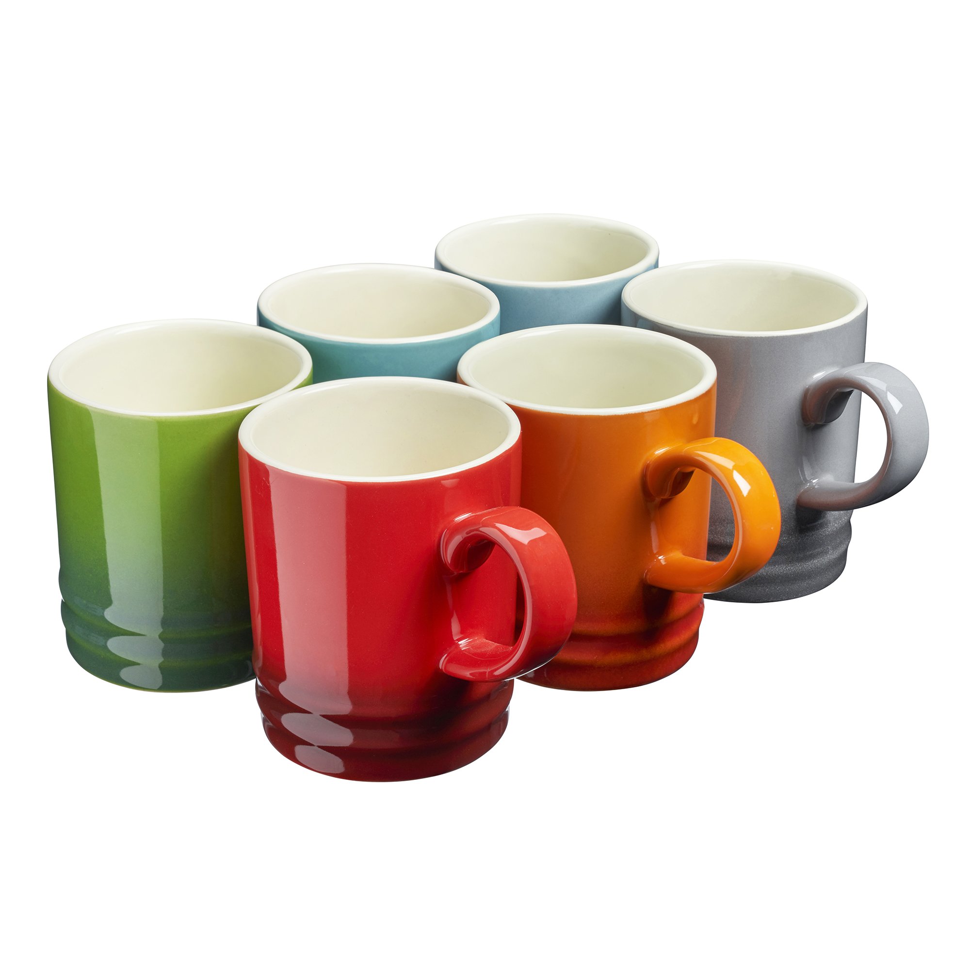Cooks Professional Set of 6 Mini Stoneware Espresso Coffee Cups 100ml - Multi