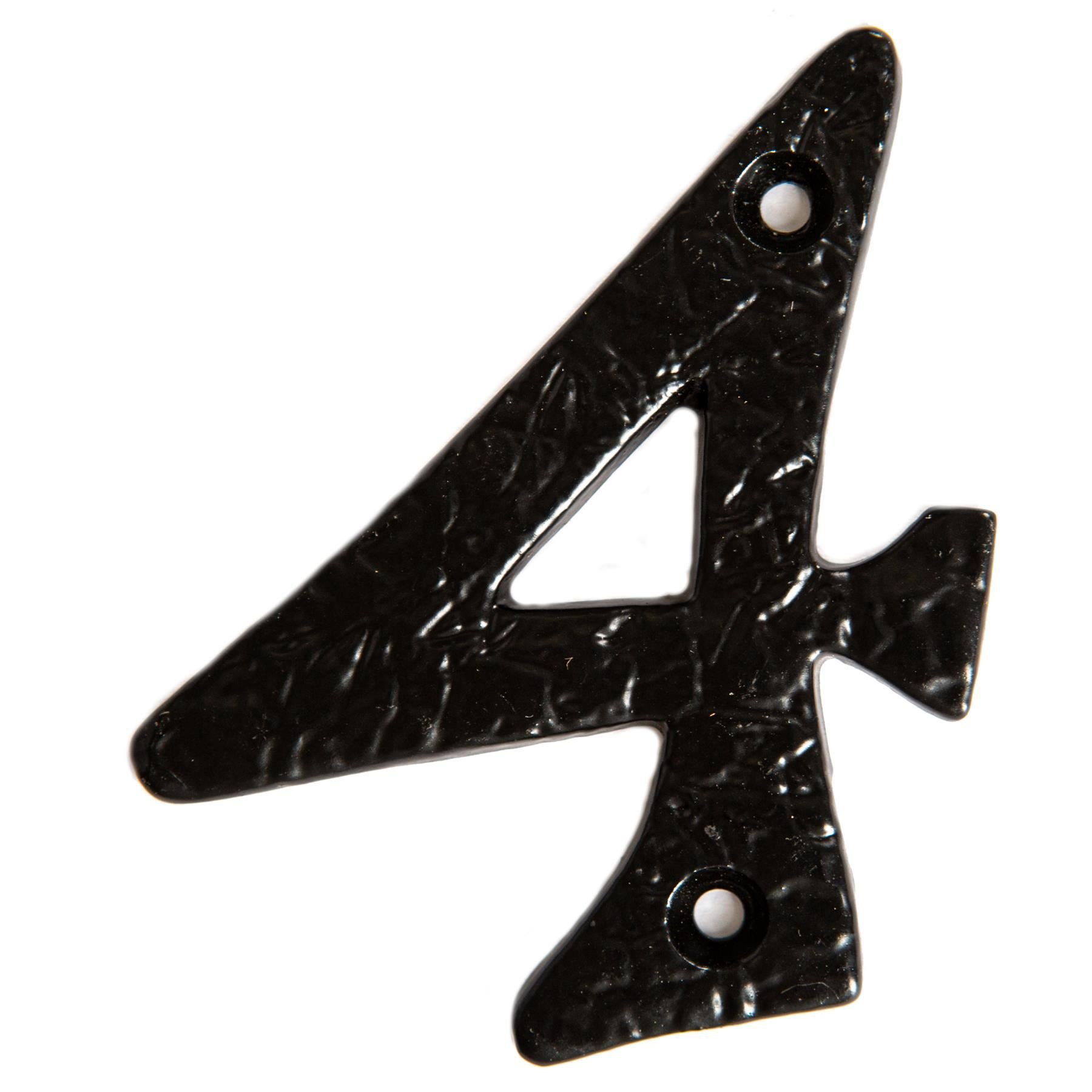 Hammer & Tongs Rustic Iron Numeral - Number 4 - Black