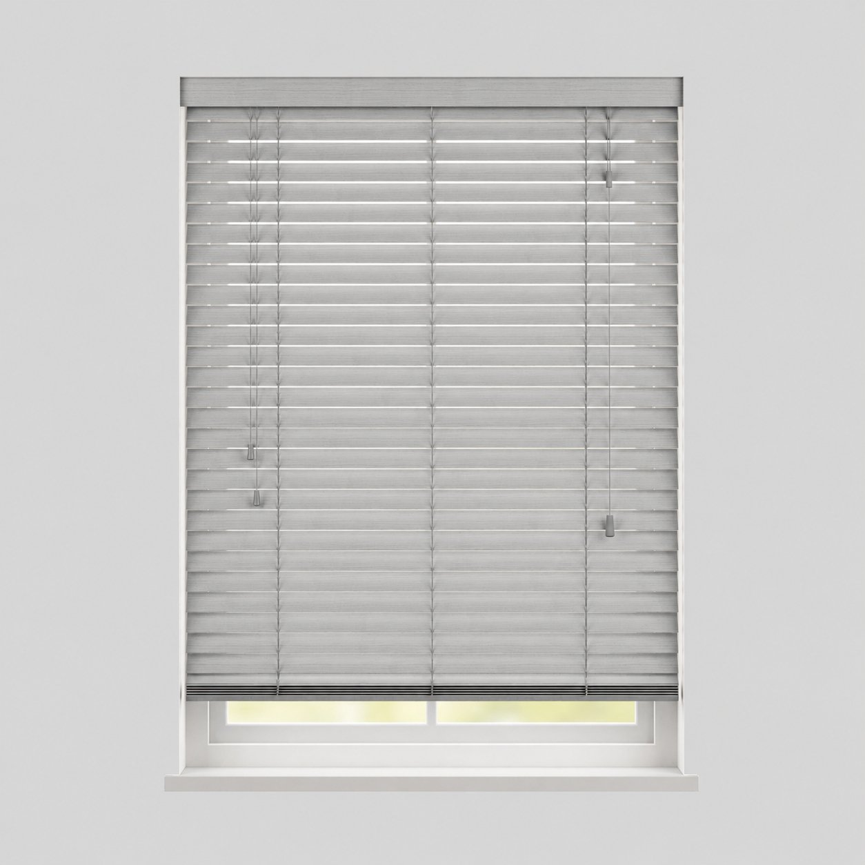 New Edge Blinds Pale Grey Real Wood String Venetian Blind - 55cm x 120cm
