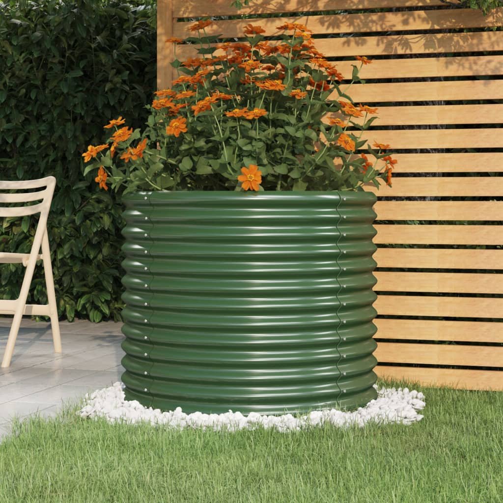 Walplus Galvanised Steel Garden Planter - Green - 80 x 68 cm