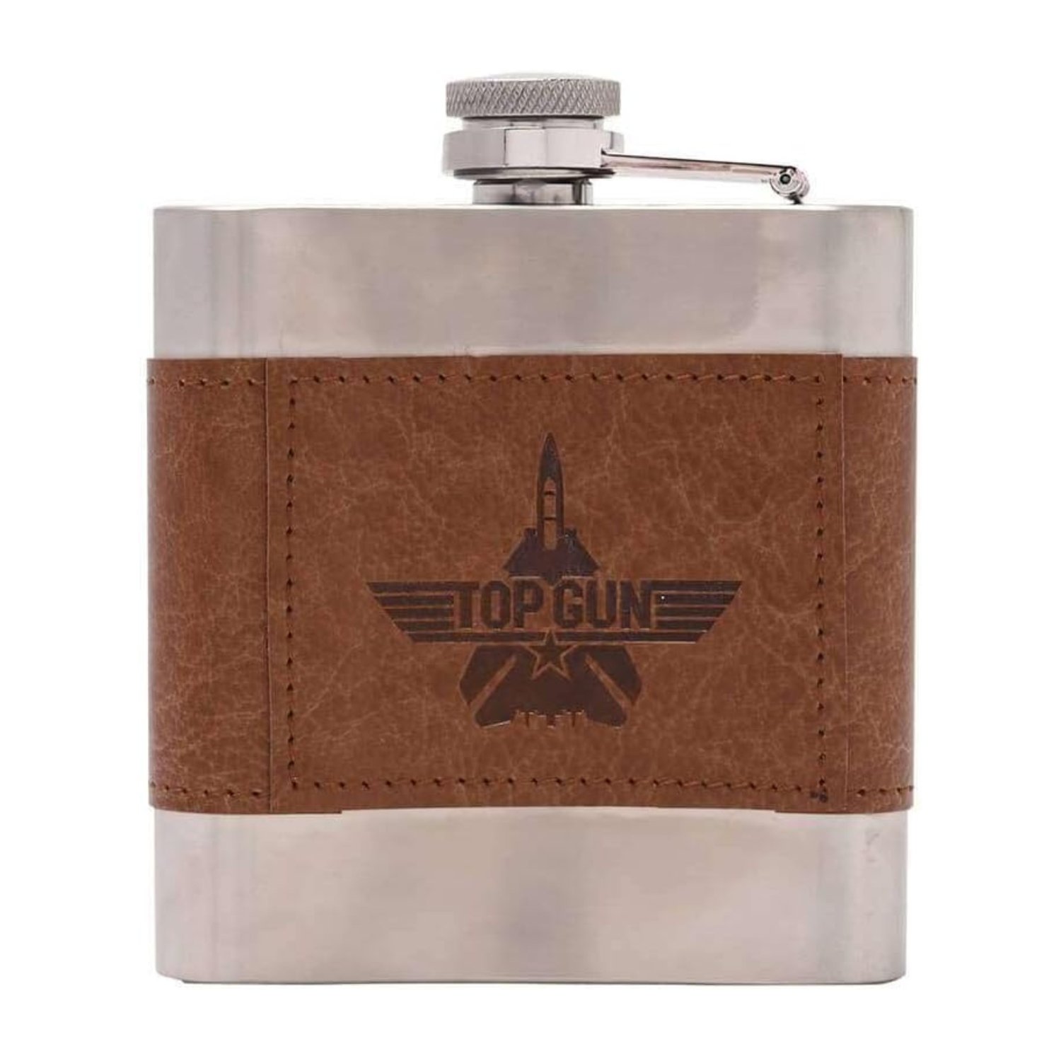 Widdop Stainless Steel 6oz Hip Flask with Faux Leather Sleeve - Brown