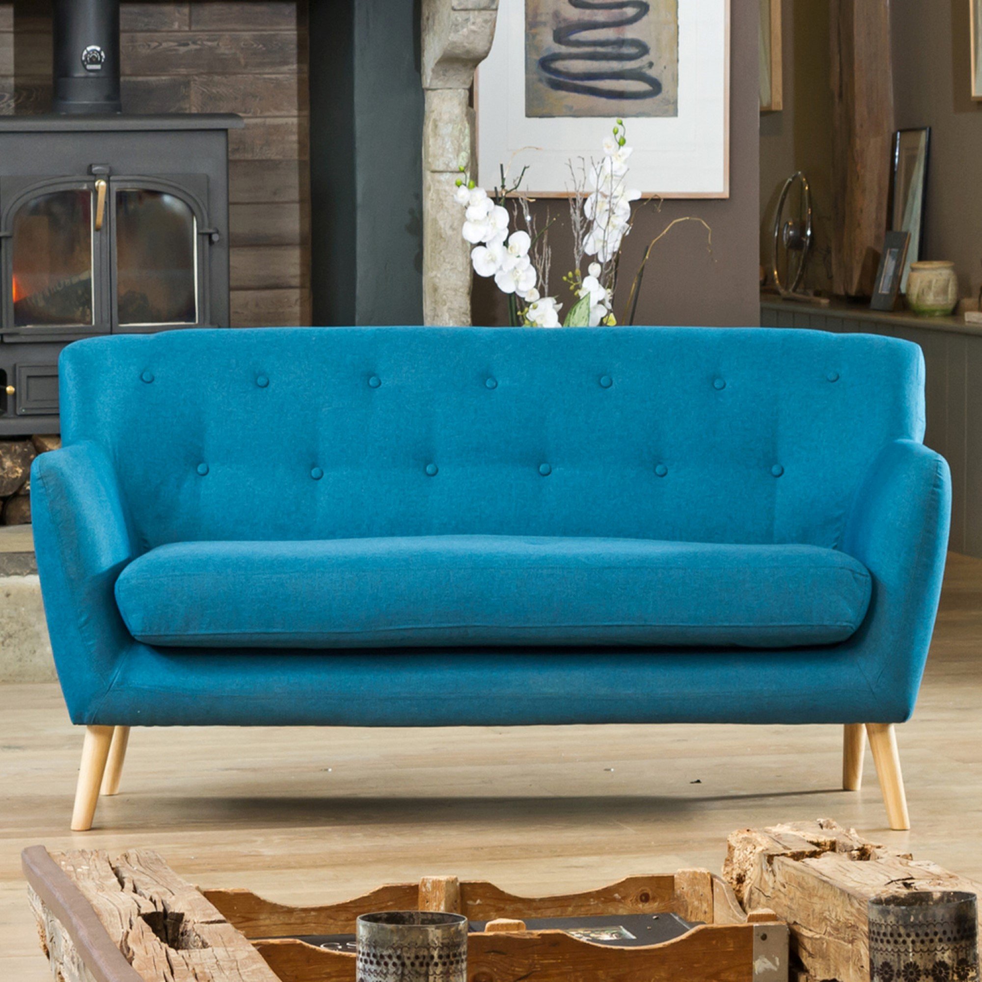 Artemis Home Lynwood  Fabric 3 Seat Sofa - Teal