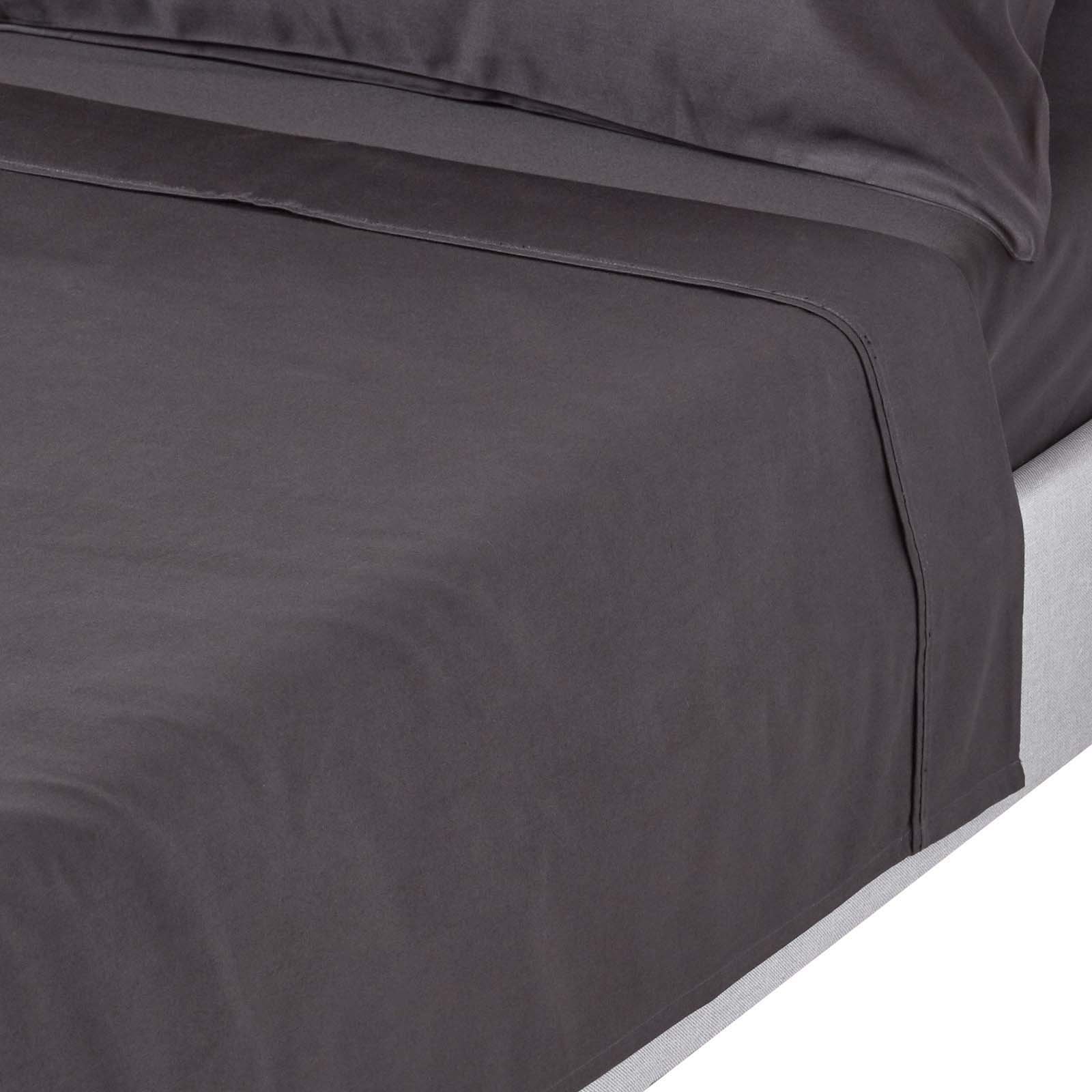 Homescapes Egyptian Cotton Dark Grey Sateen Flat Sheet - Single