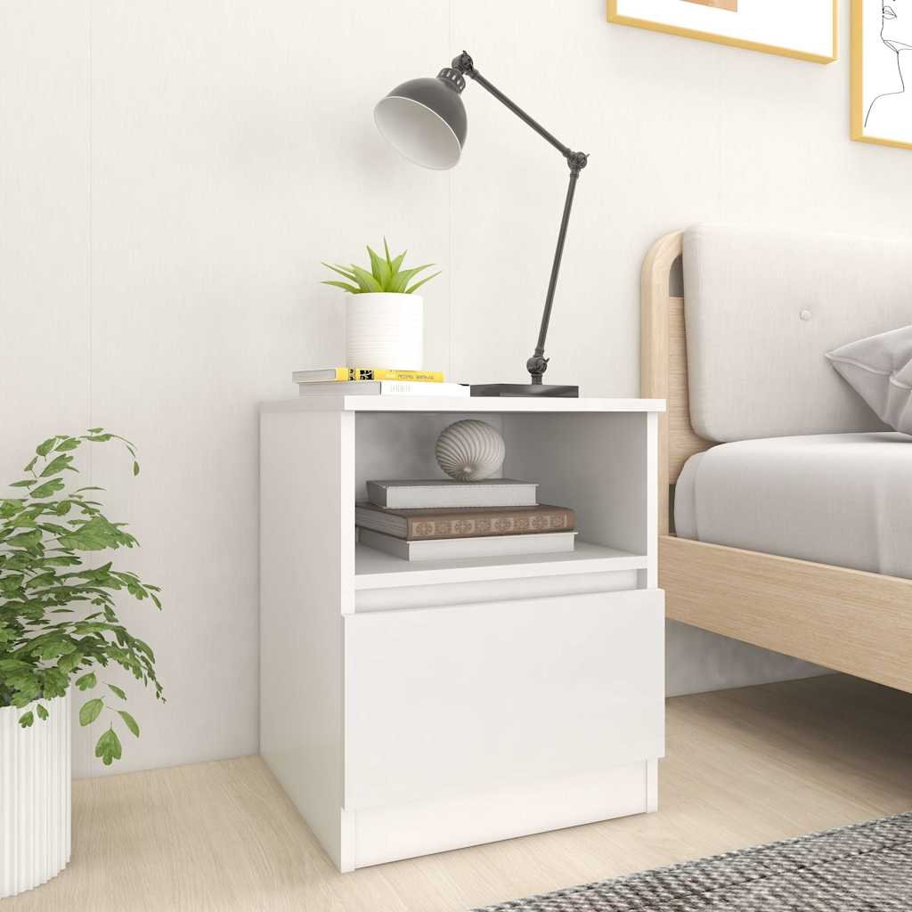 Walplus 1 Drawer Engineered Wood Bed Cabinet - White - 40 x 40 x 50 cm