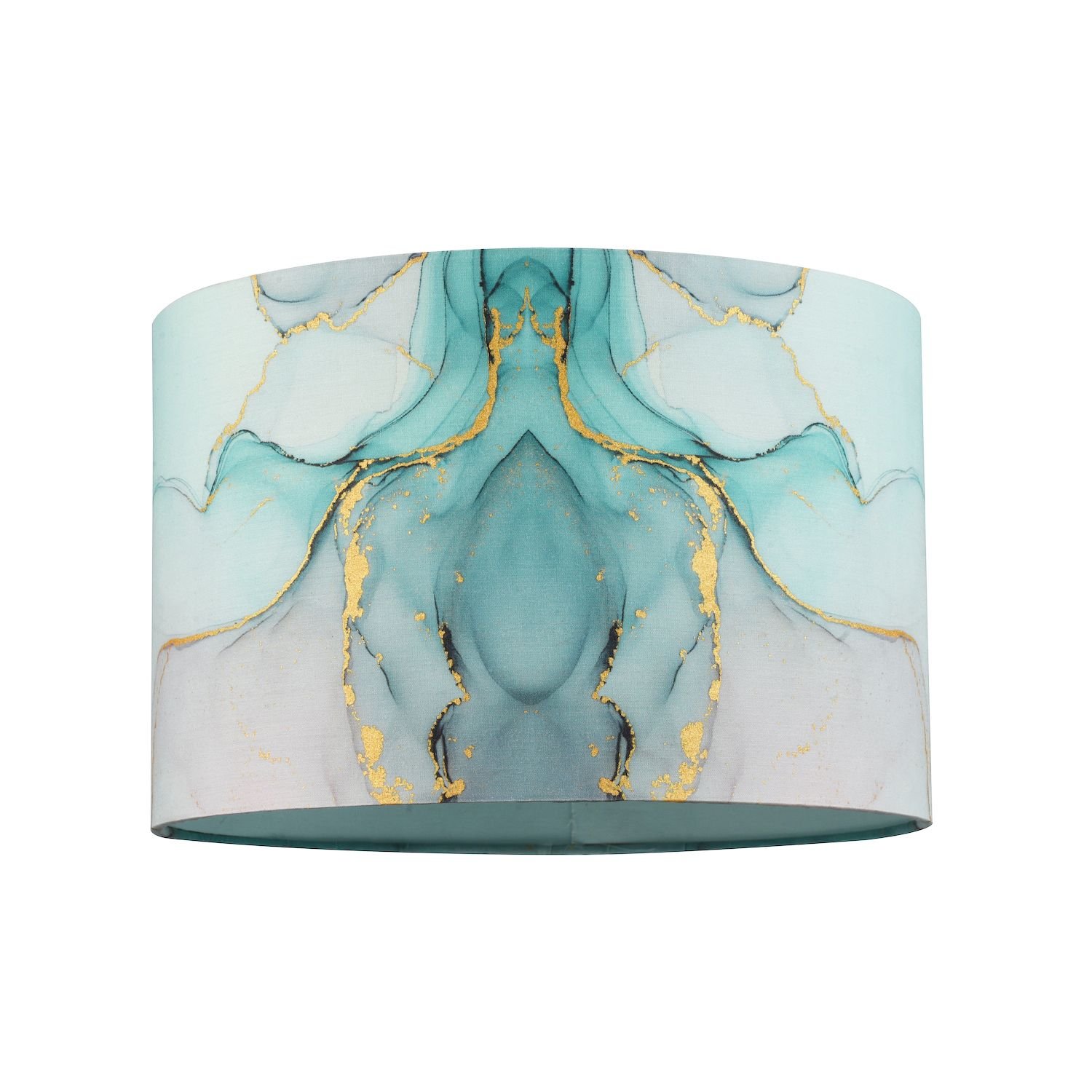 Happy Homewares Drum in Marble Effect Cotton Fabric Duck Egg Lampshade - 30cm