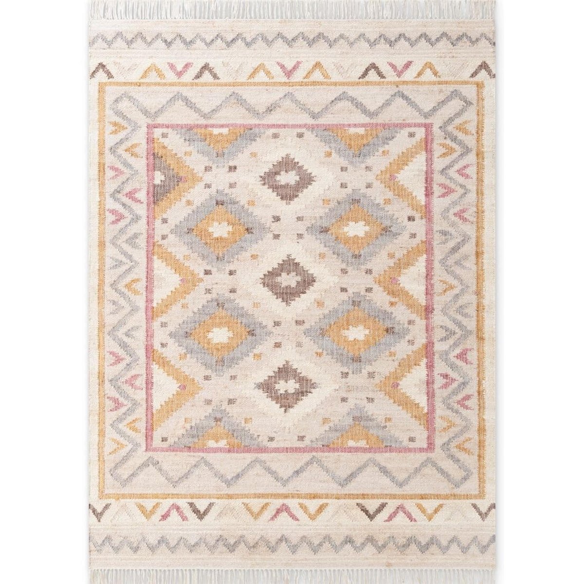 Hanse Home Cream Roya Afghan Kelim Flatweave Rug - 80 x 150cm