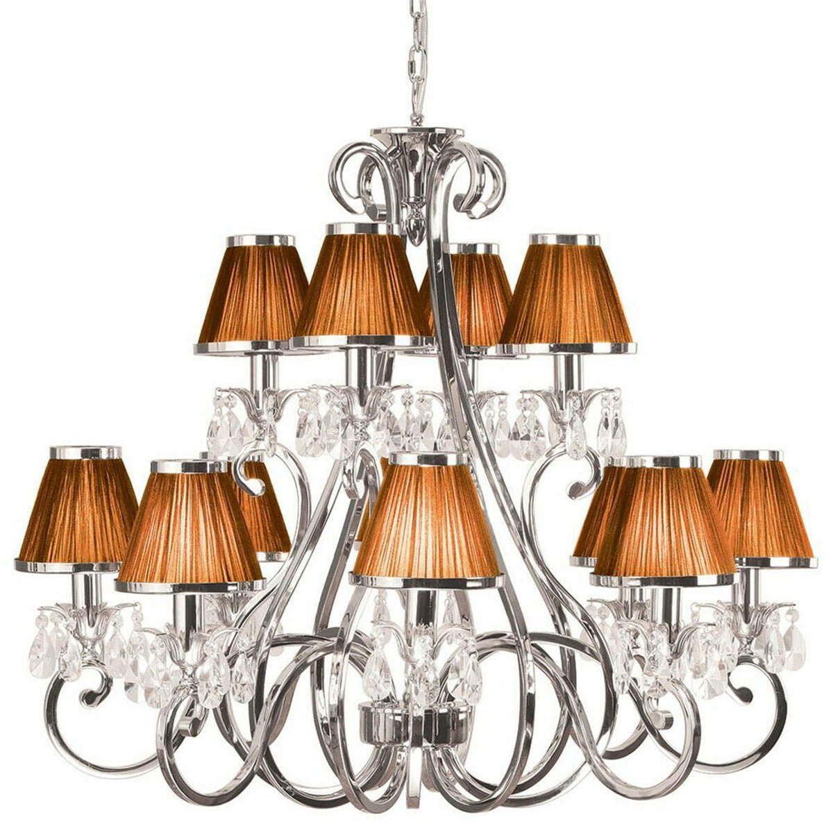 Loops Direct Oksana Nickel Lead Crystal Pendant Chandelier - Brown Shades