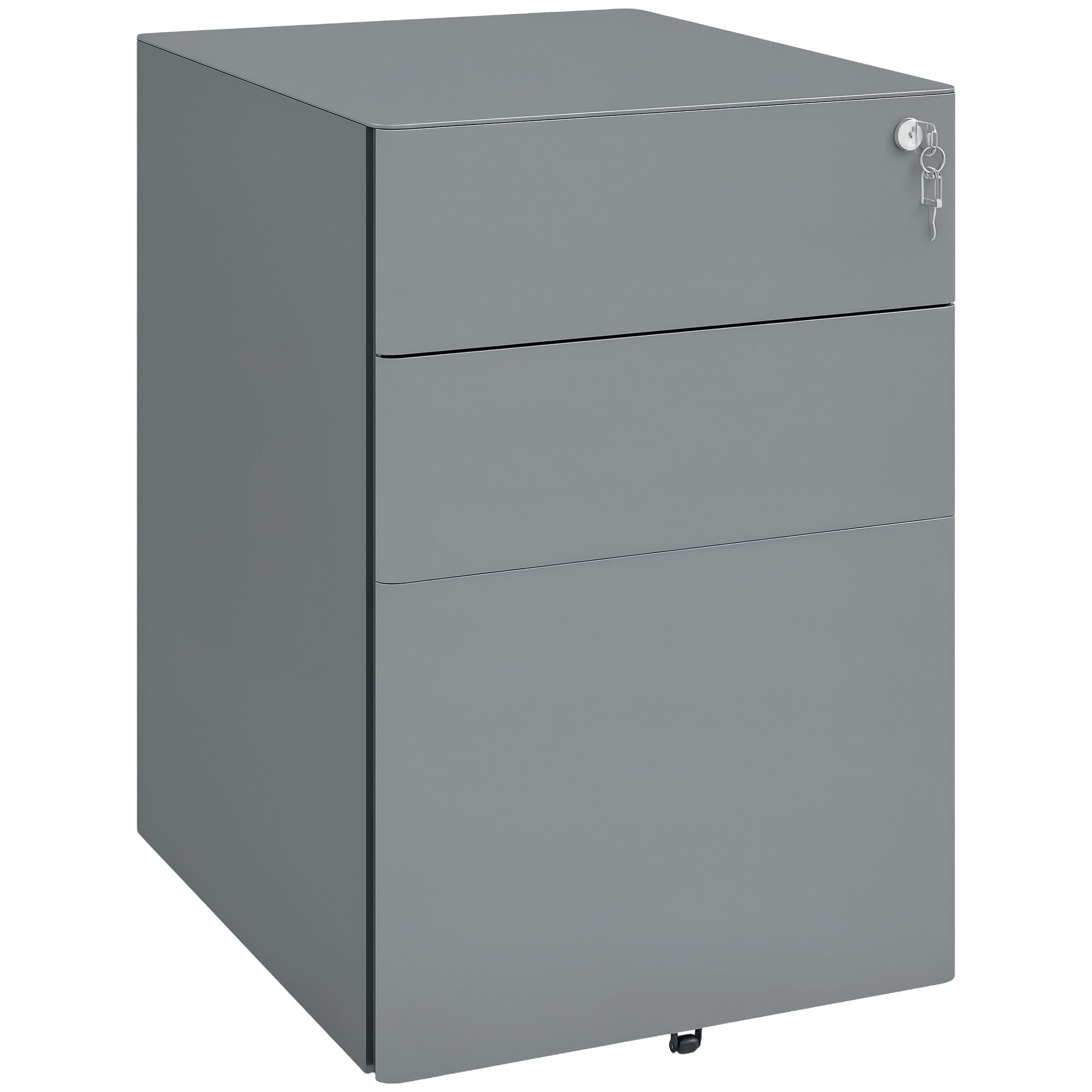 Vinsetto 3 Drawer Steel Mobile Filing Cabinet - Grey