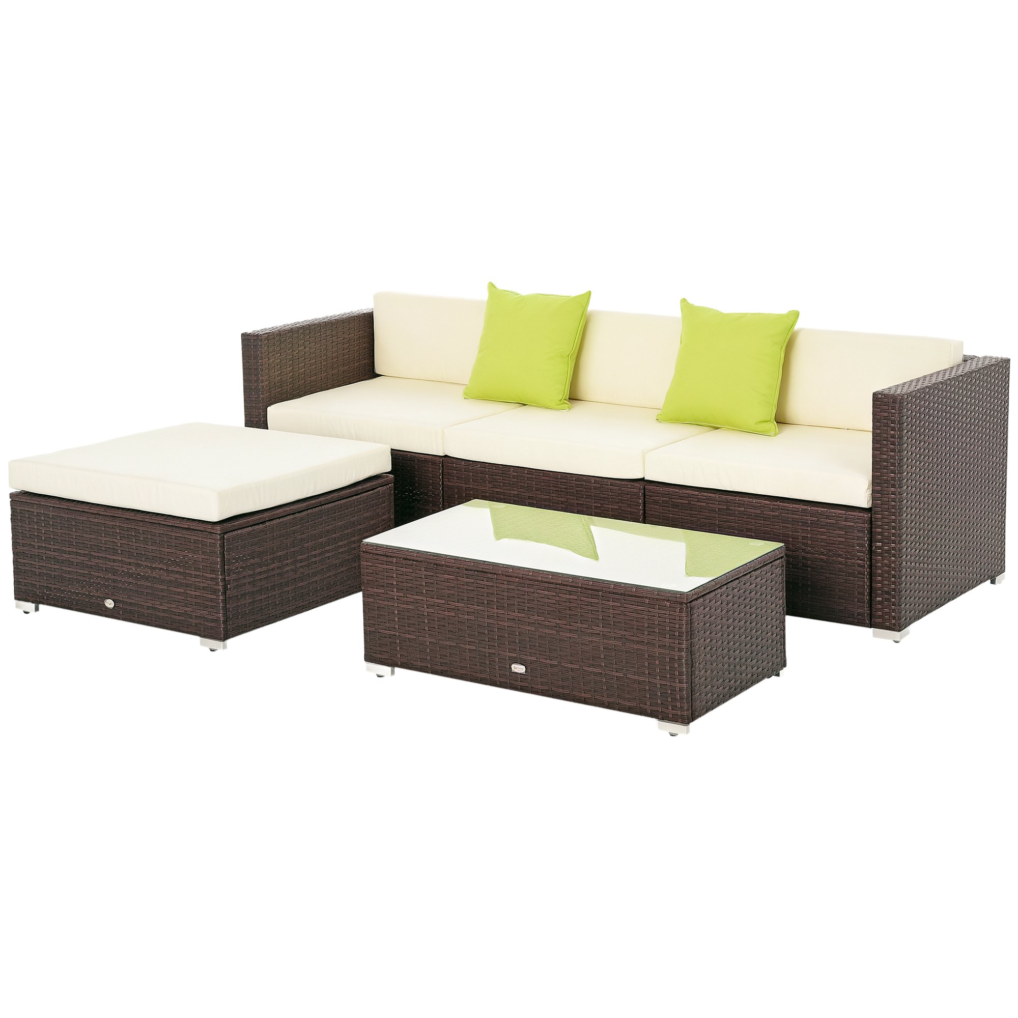 Outsunny 5 Piece PE Rattan Corner Garden Furniture Set - Brown