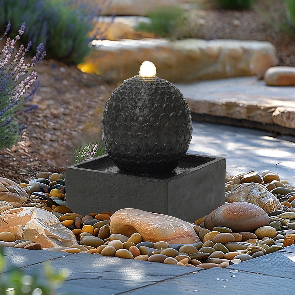 Charles Bentley Arno Mains Powered Sphere Water Feature - Grey