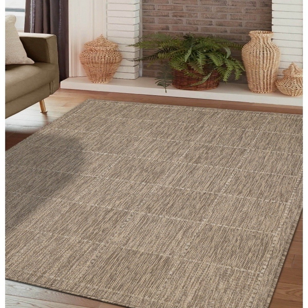 Mega Flooring Brown Modern Chequered Rug - 160 x 225cm