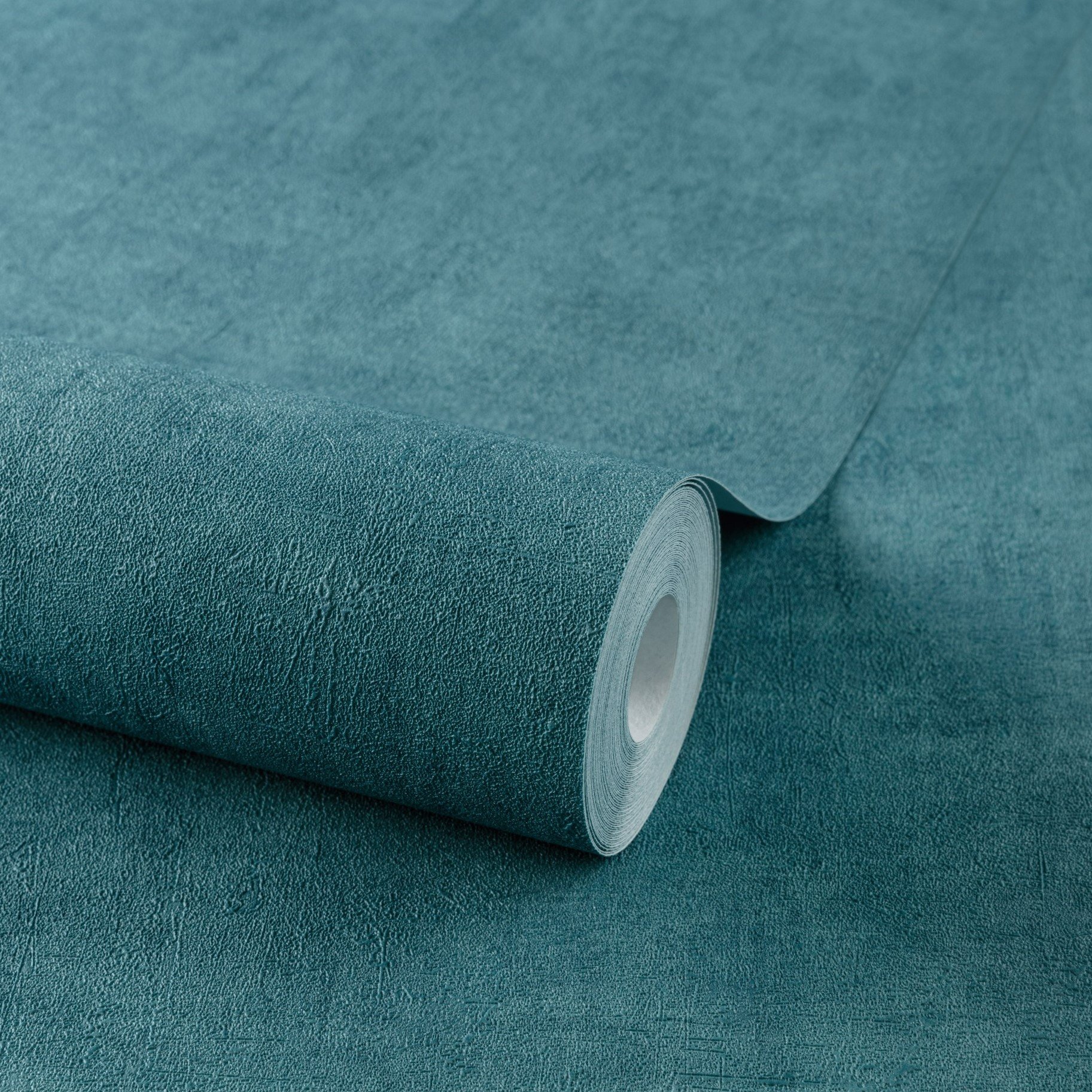 Grandeco Annabella Distressed Limewash Plaster Textured Wallpaper - Teal Blue